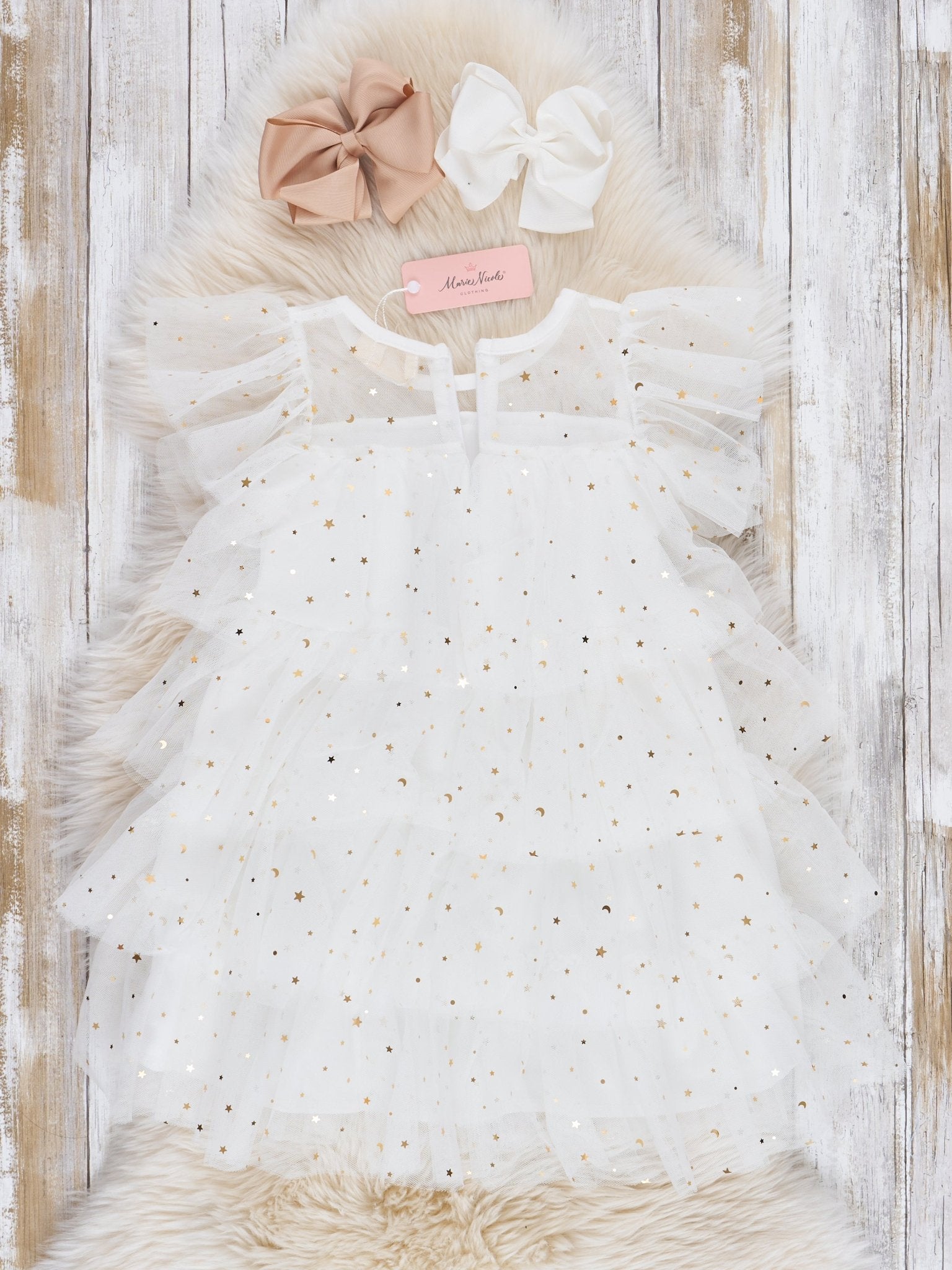 White Sparkles Cupcake Tulle Dress - Marie Nicole Clothing
