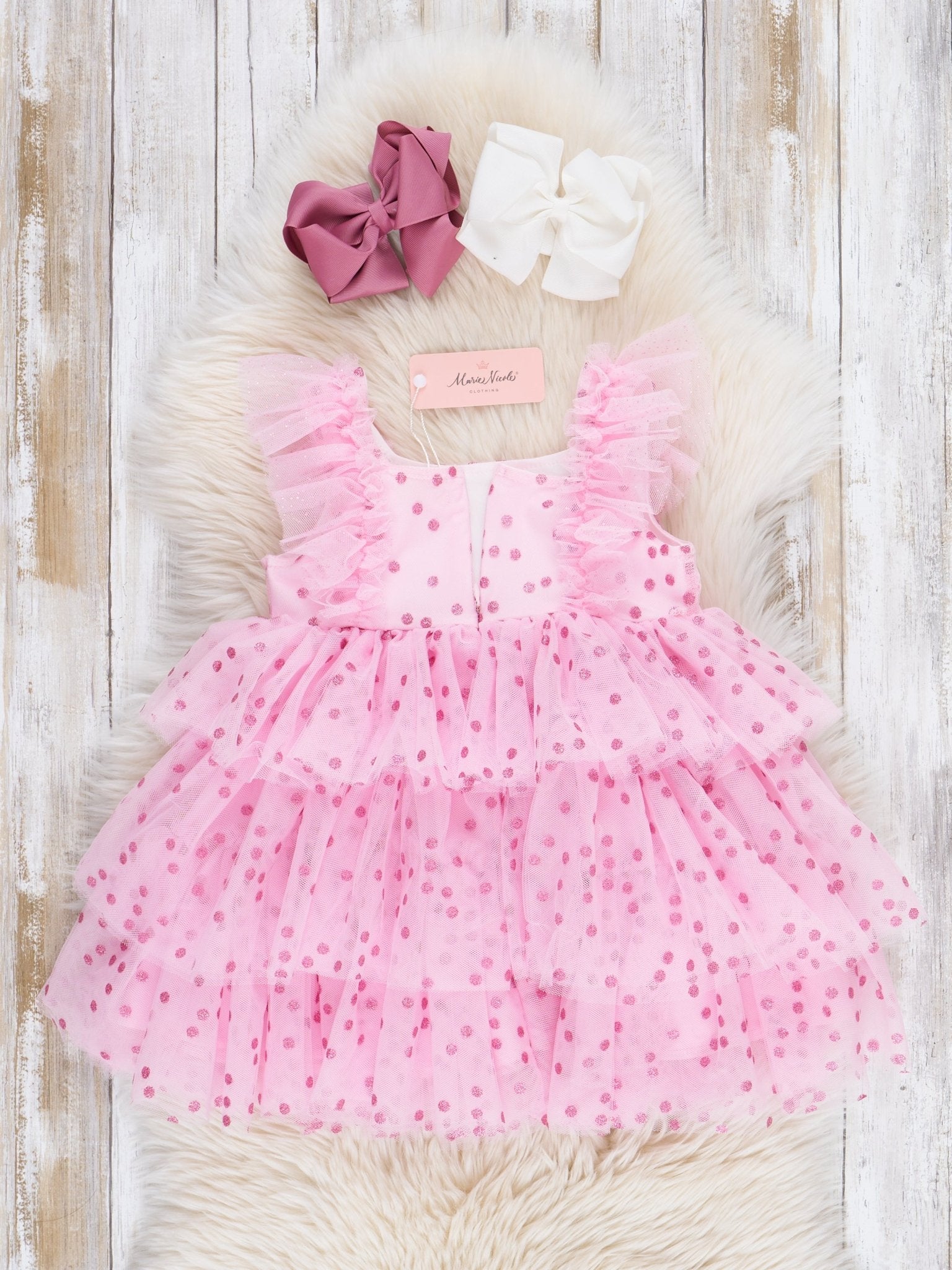 Sweet Pink Sparkle Tiered Tulle Dress - Marie Nicole Clothing