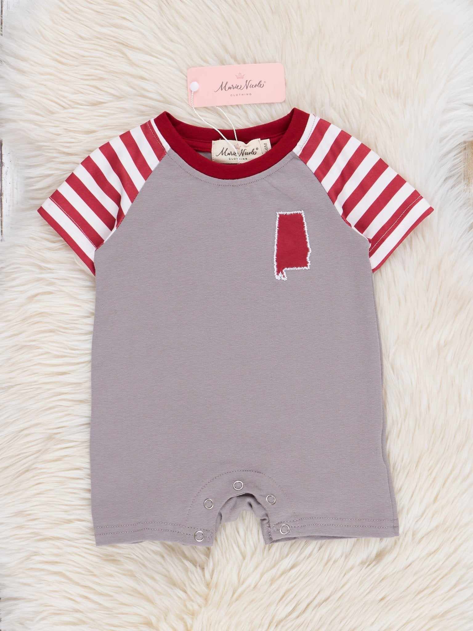 AL Crimson Striped Romper - Marie Nicole Clothing