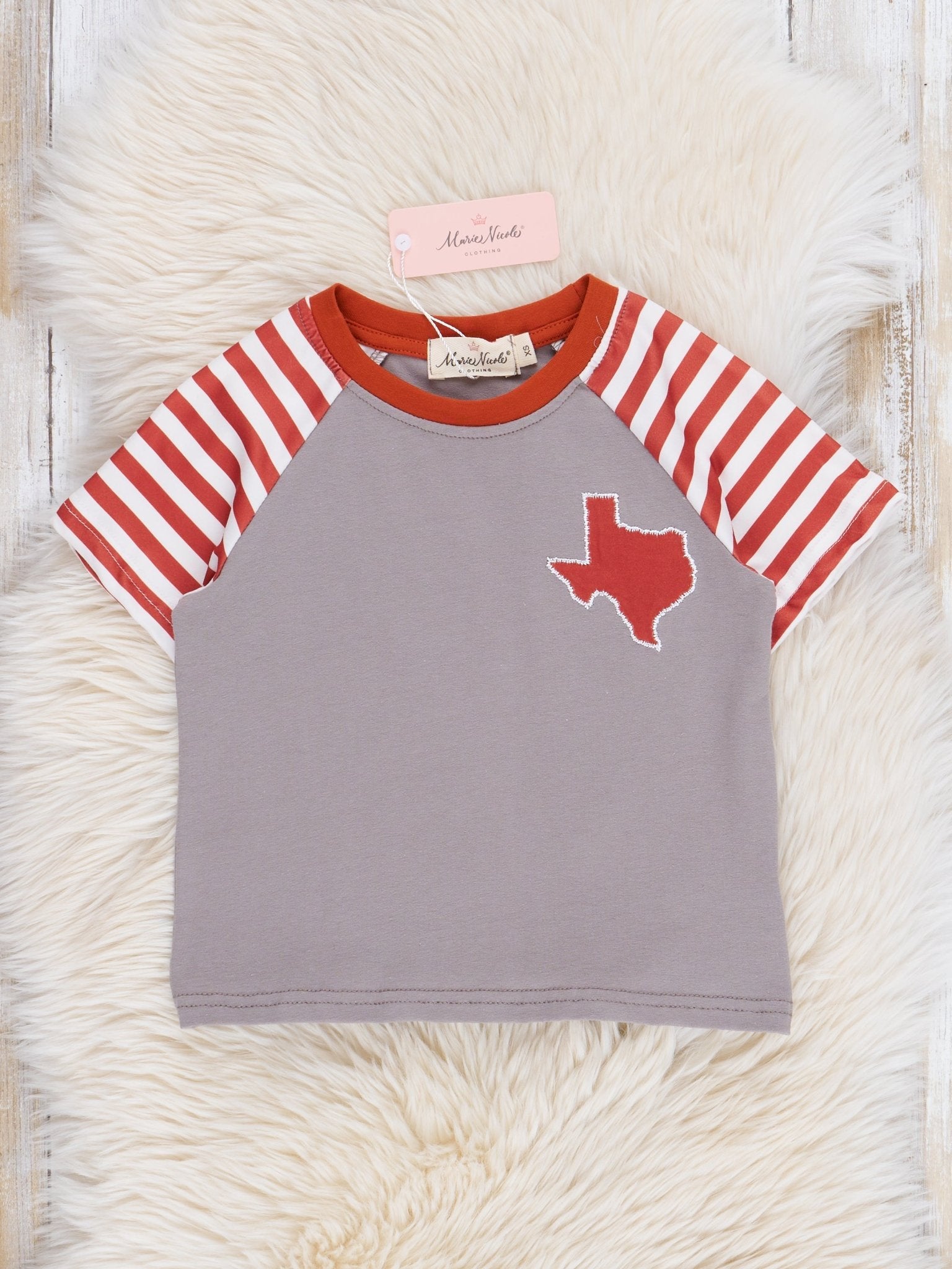 TX Burnt Orange Striped Shirt - Marie Nicole Clothing