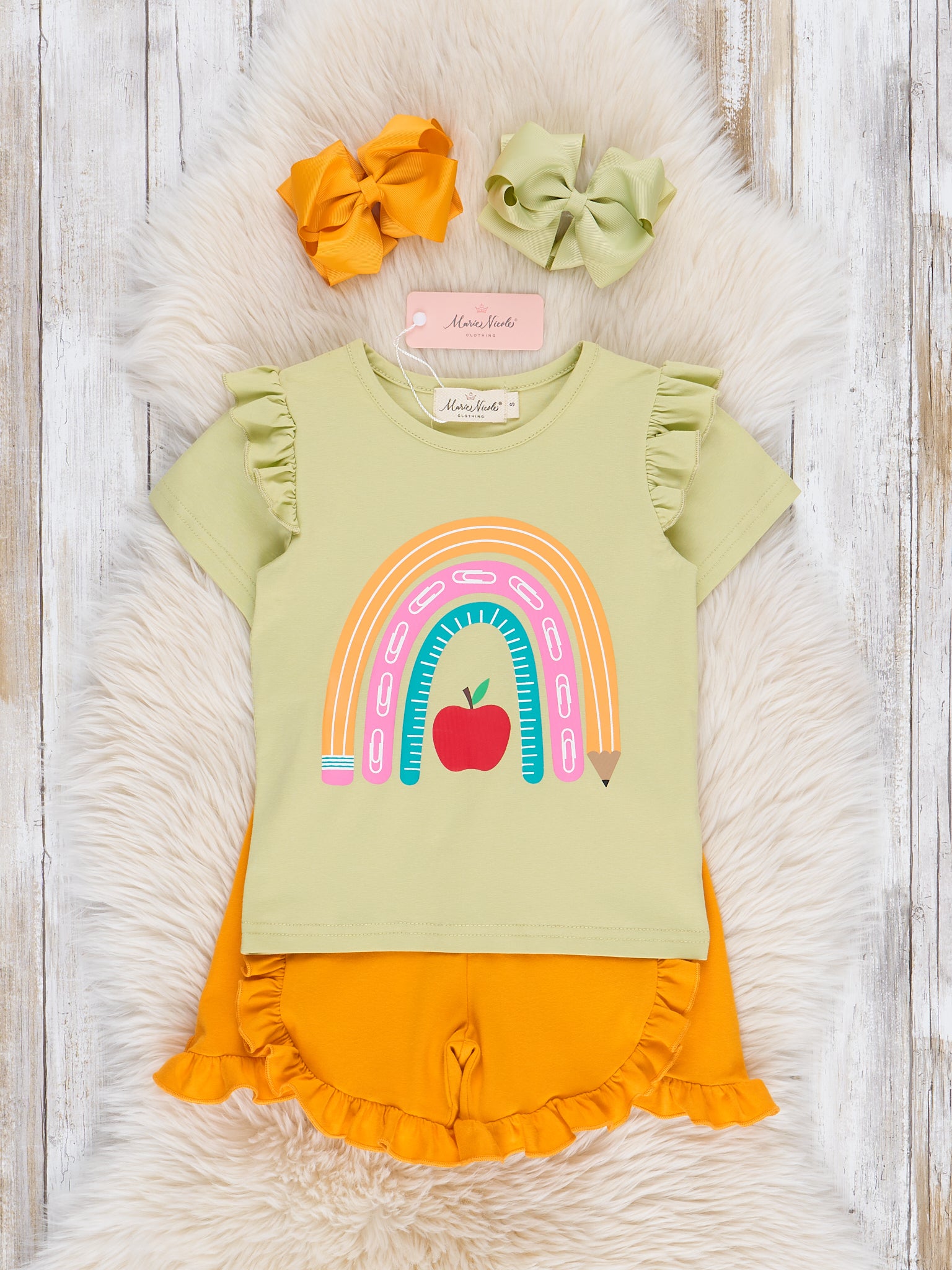 School Day Rainbow Ruffle Outfit - Marie Nicole Clothing