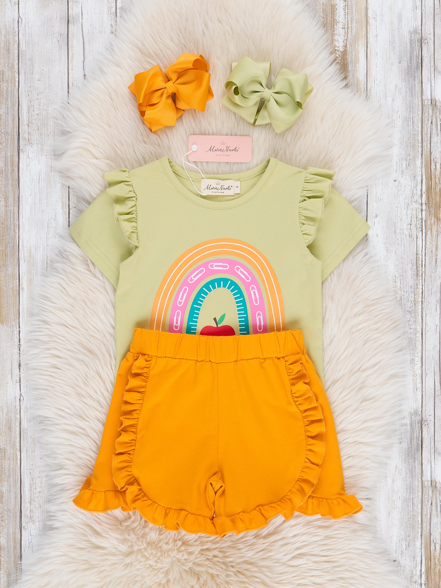 School Day Rainbow Ruffle Outfit - Marie Nicole Clothing