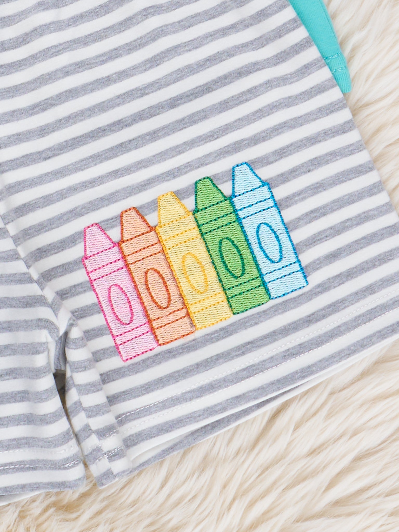 Striped Embroidered Crayons Polo Outfit - Marie Nicole Clothing