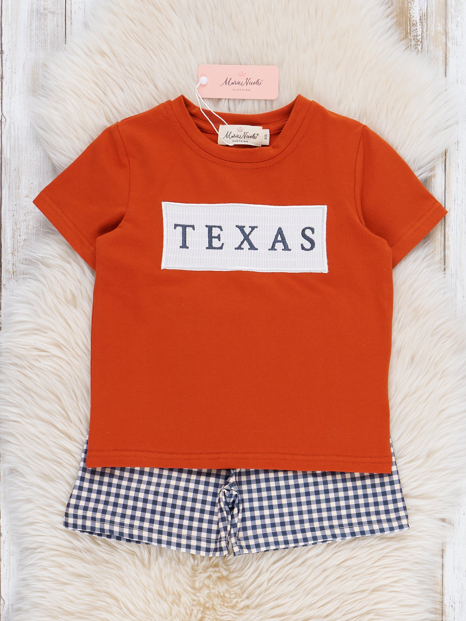 Texas Smocked Gingham Outfit - Marie Nicole Clothing