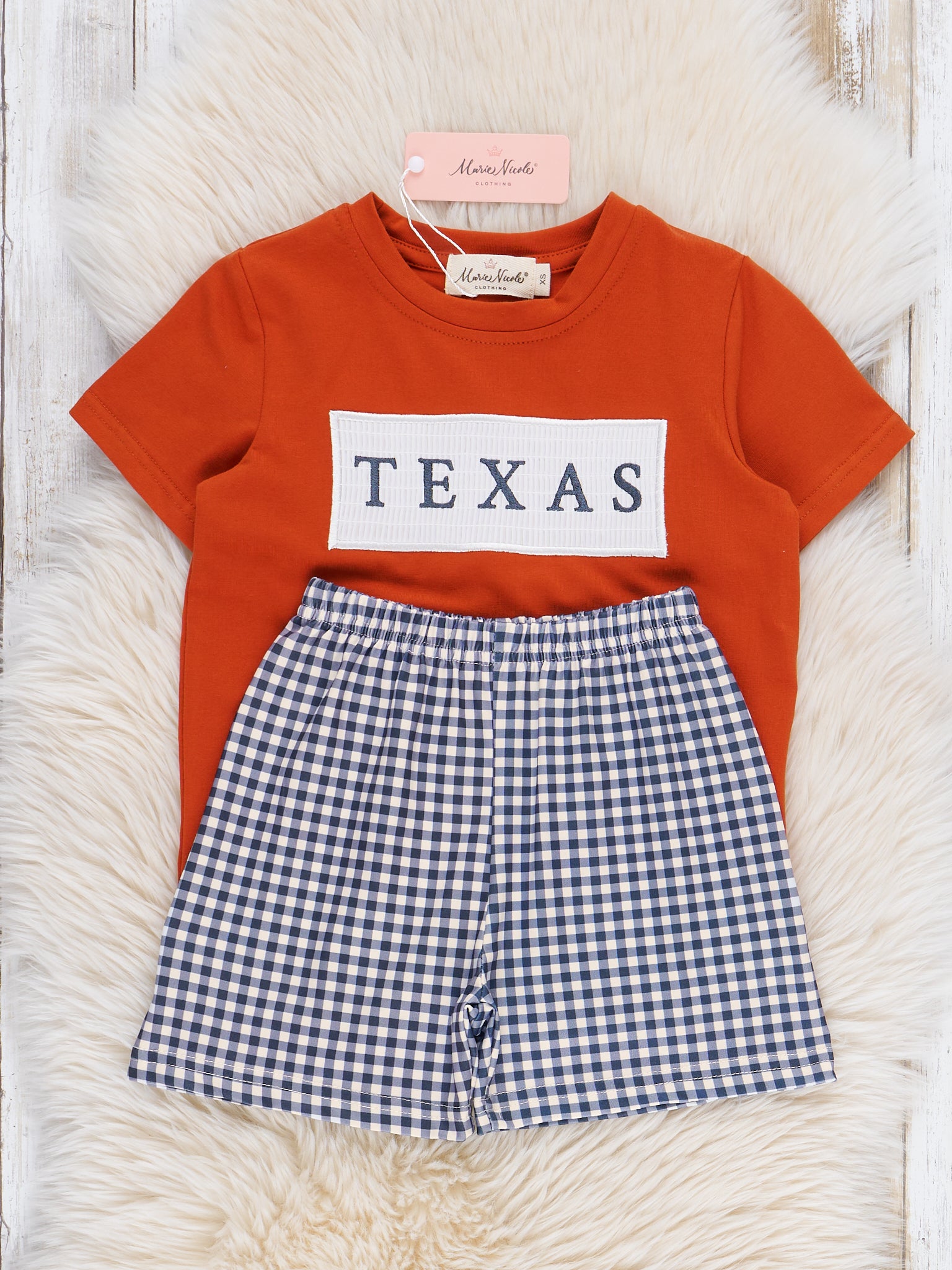 Texas Smocked Gingham Outfit - Marie Nicole Clothing