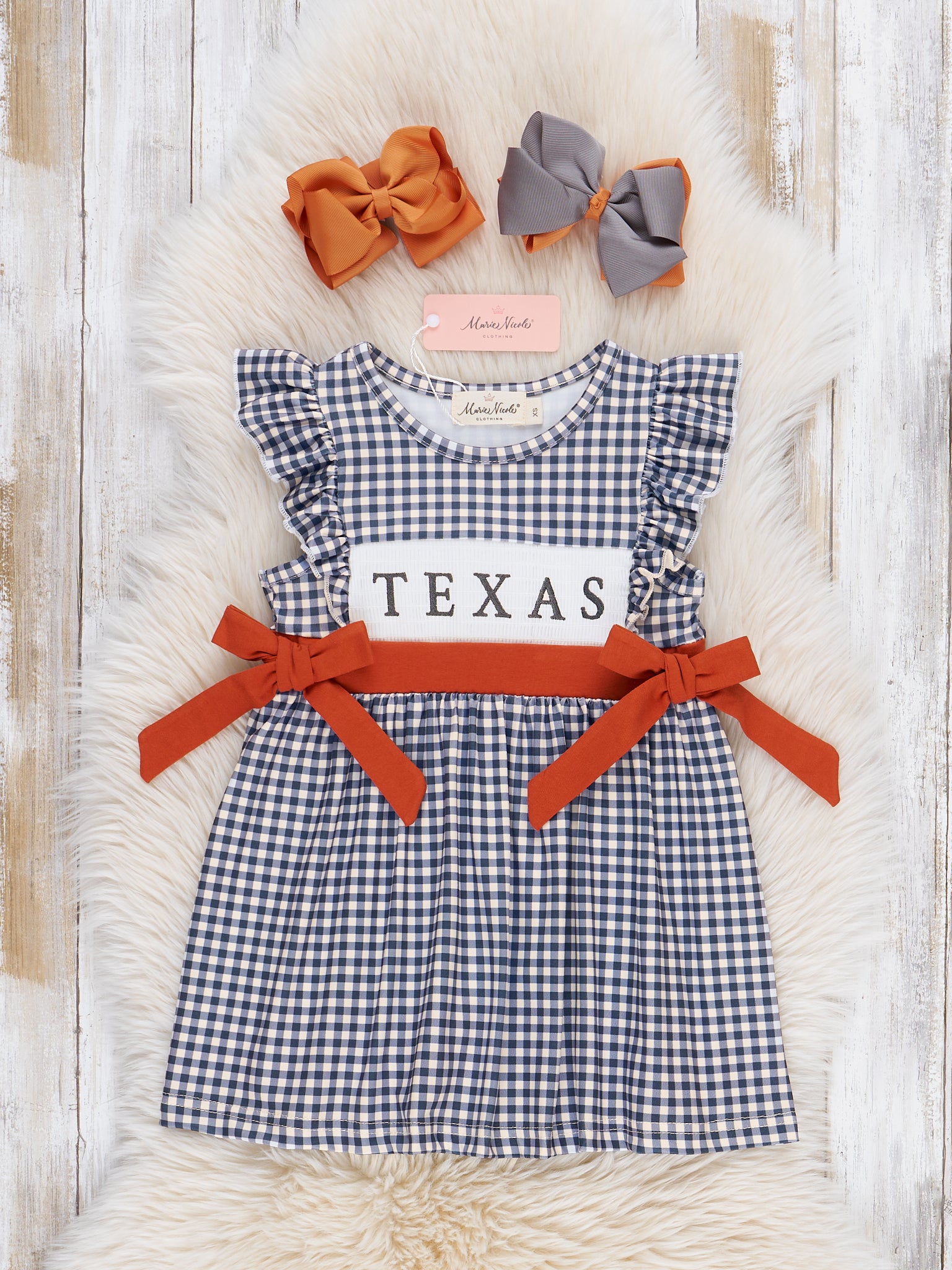 Texas Smocked Gingham Dress - Marie Nicole Clothing