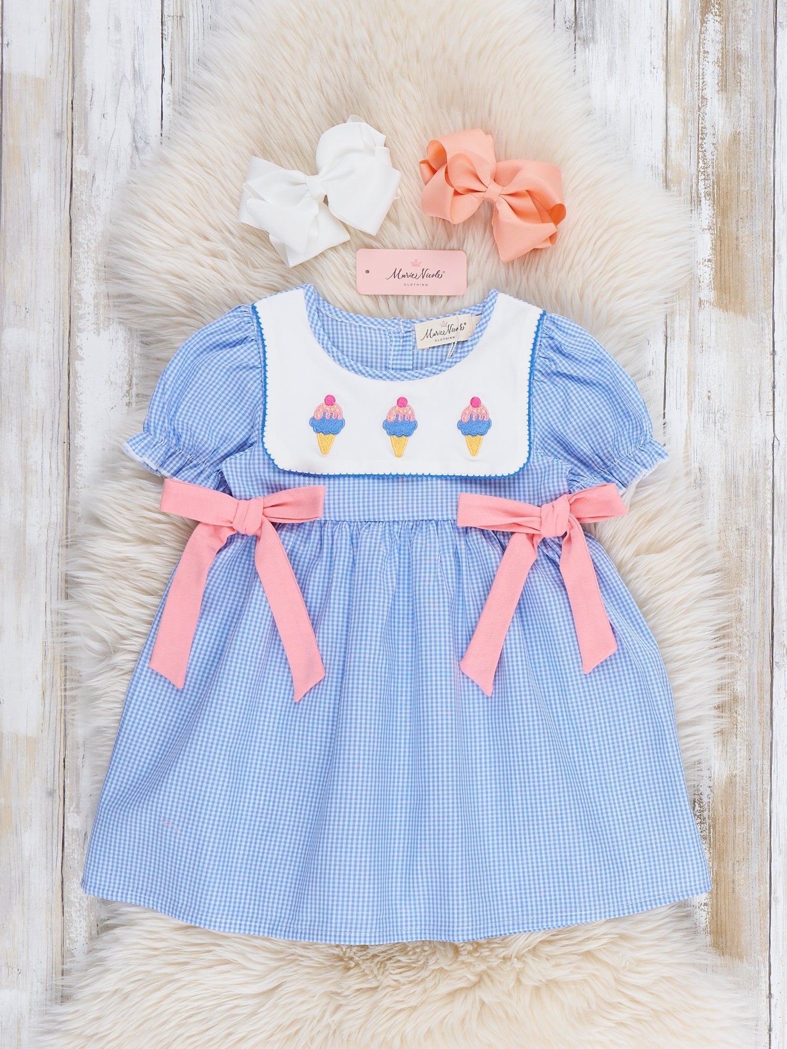 Frozen Delight Ice Cream Embroidered Cotton Dress - Marie Nicole Clothing