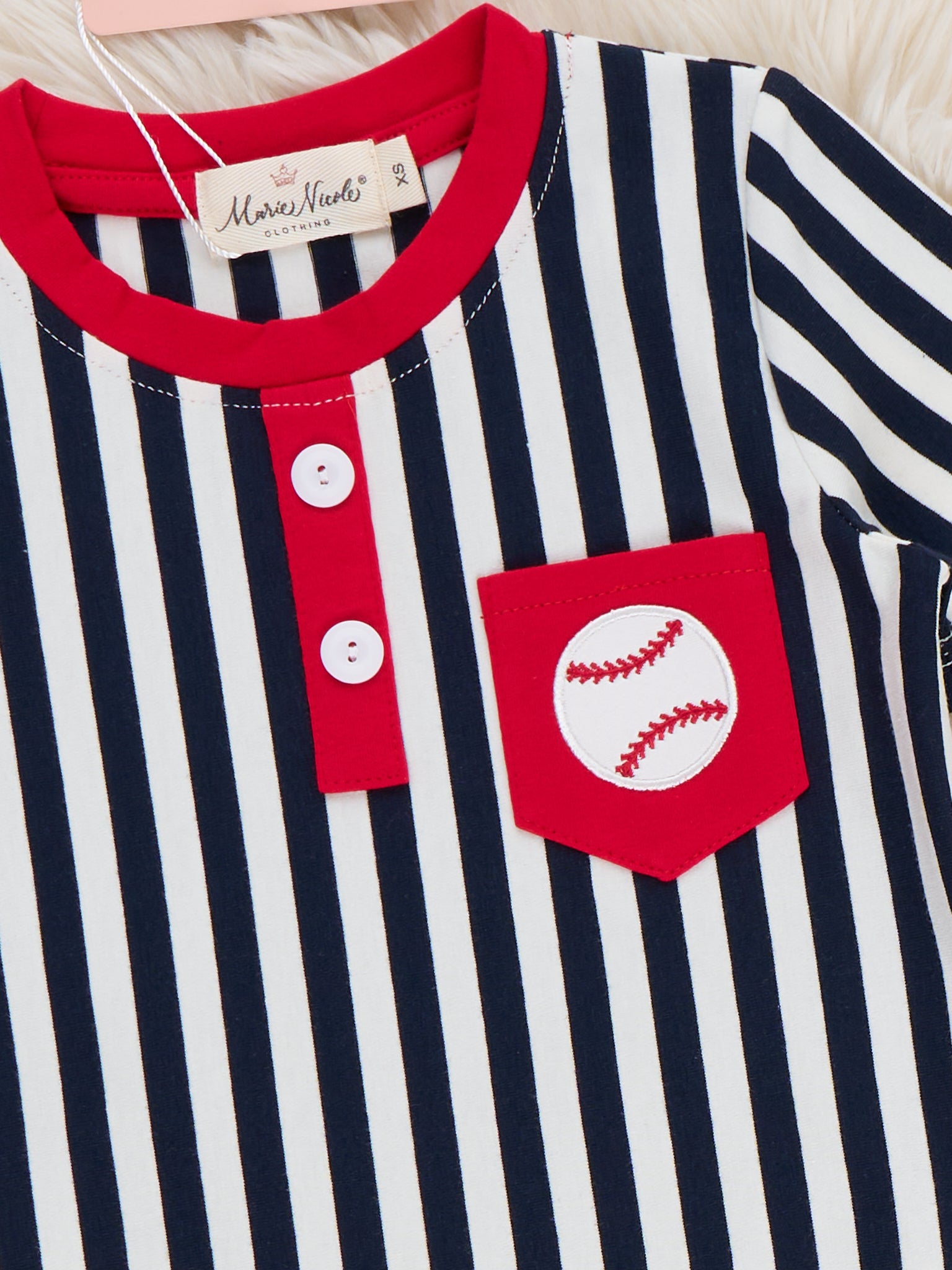 Play Ball Pocket Embroidered Cotton Outfit - Marie Nicole Clothing