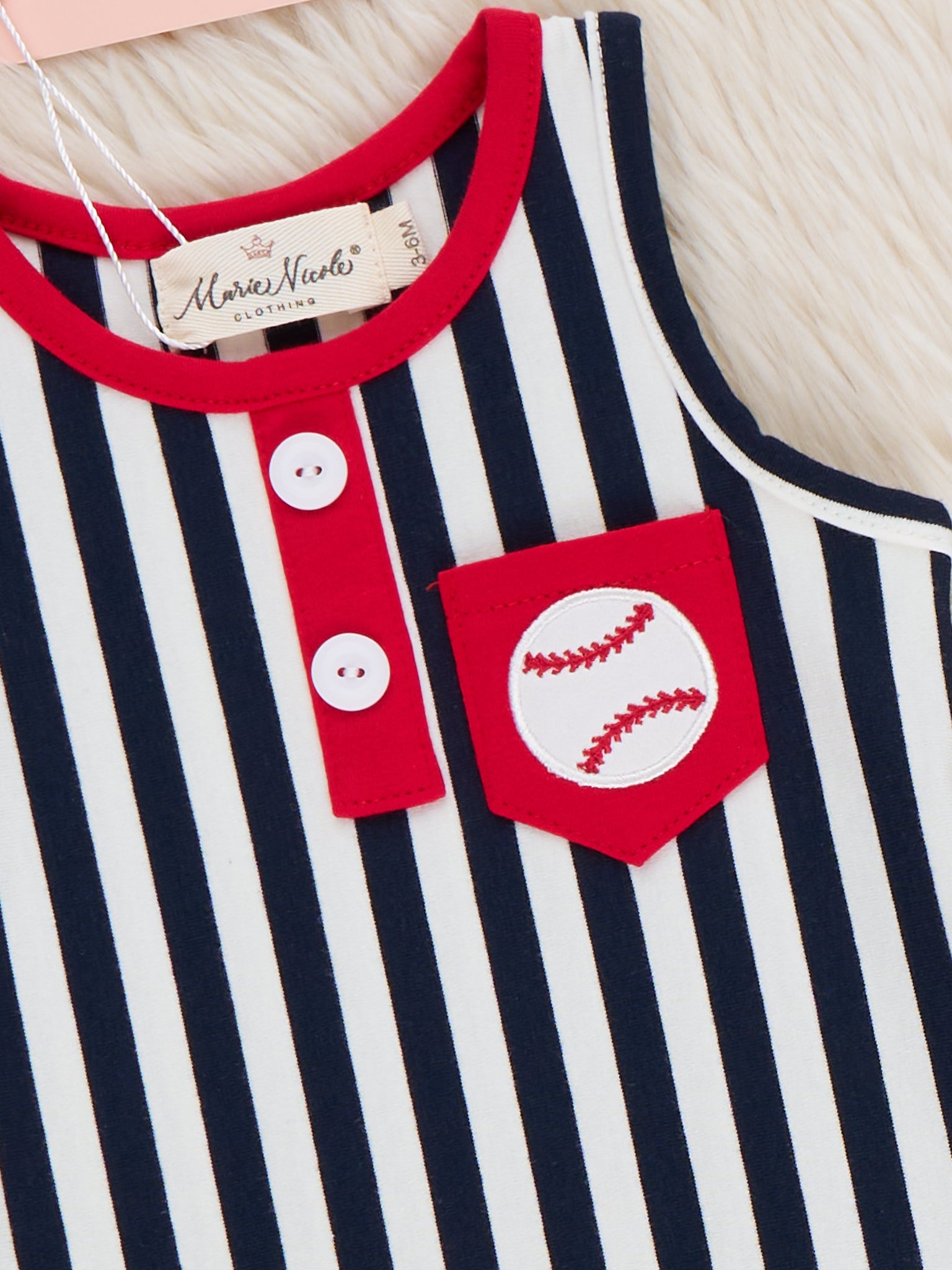 Play Ball Pocket Embroidered Cotton Johnny - Marie Nicole Clothing