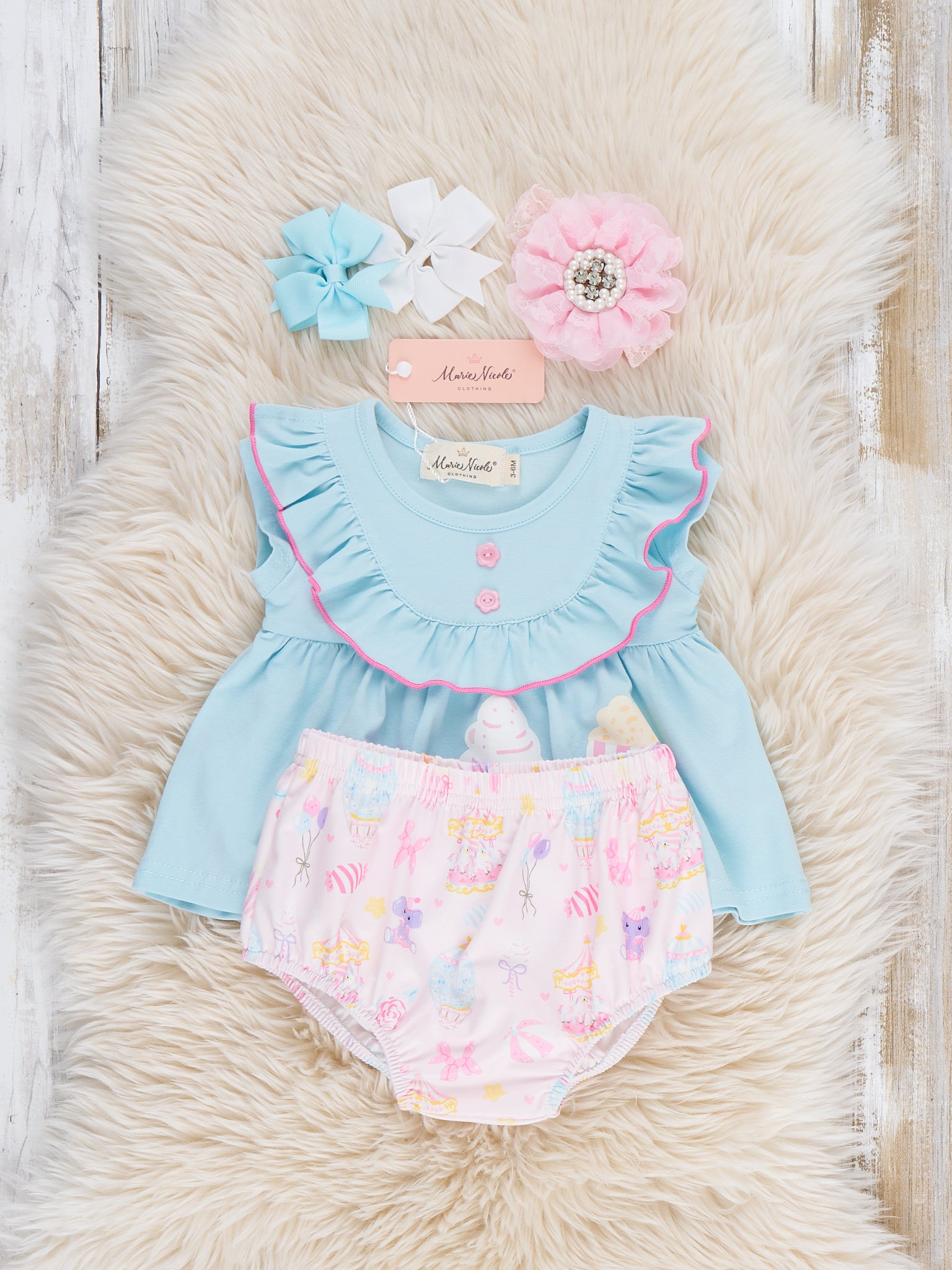 Carousel Twirls Ruffle Bloomers Outfit - Marie Nicole Clothing