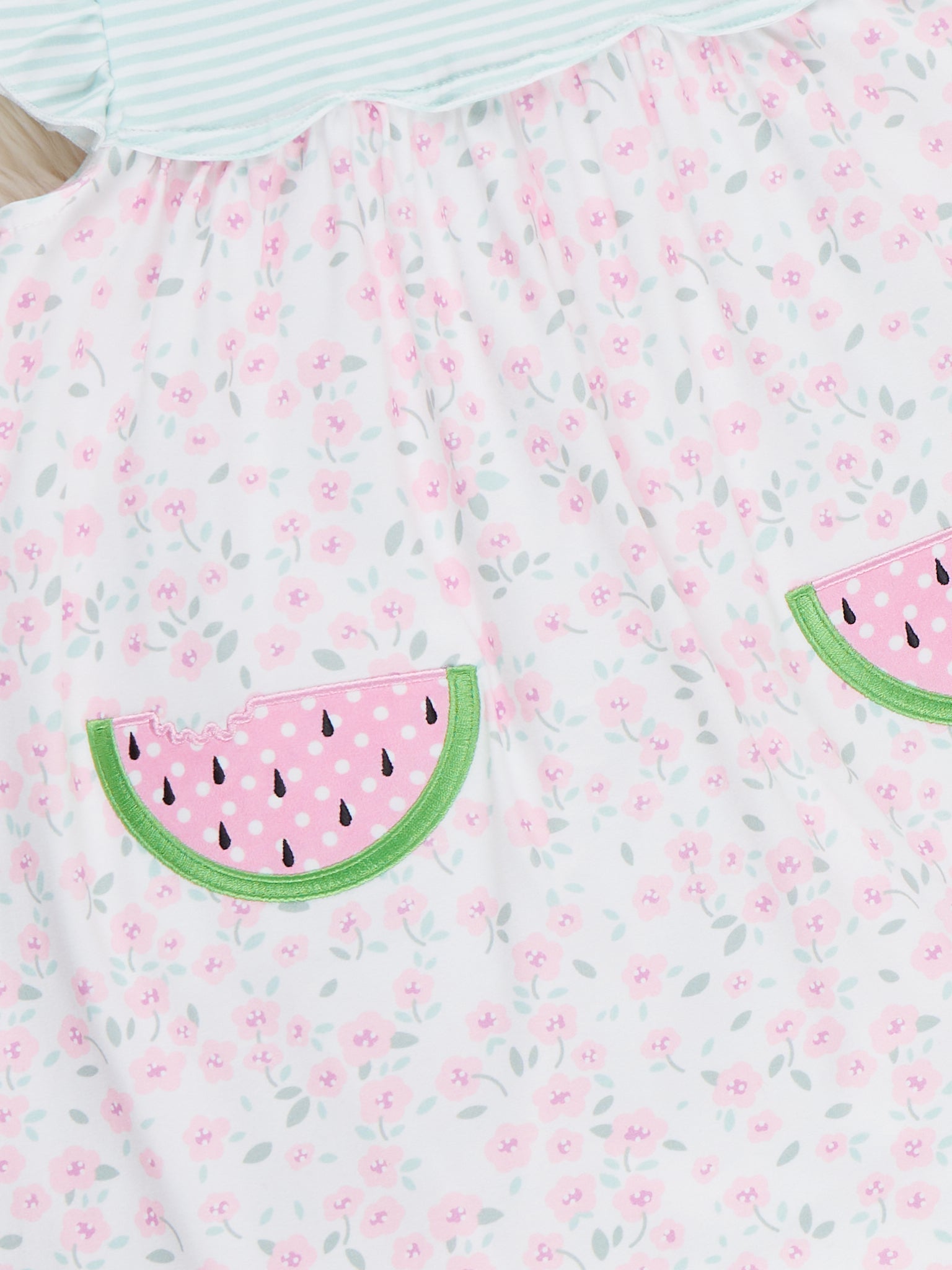 Little Melon Floral Embroidered Ruffle Dress - Marie Nicole Clothing