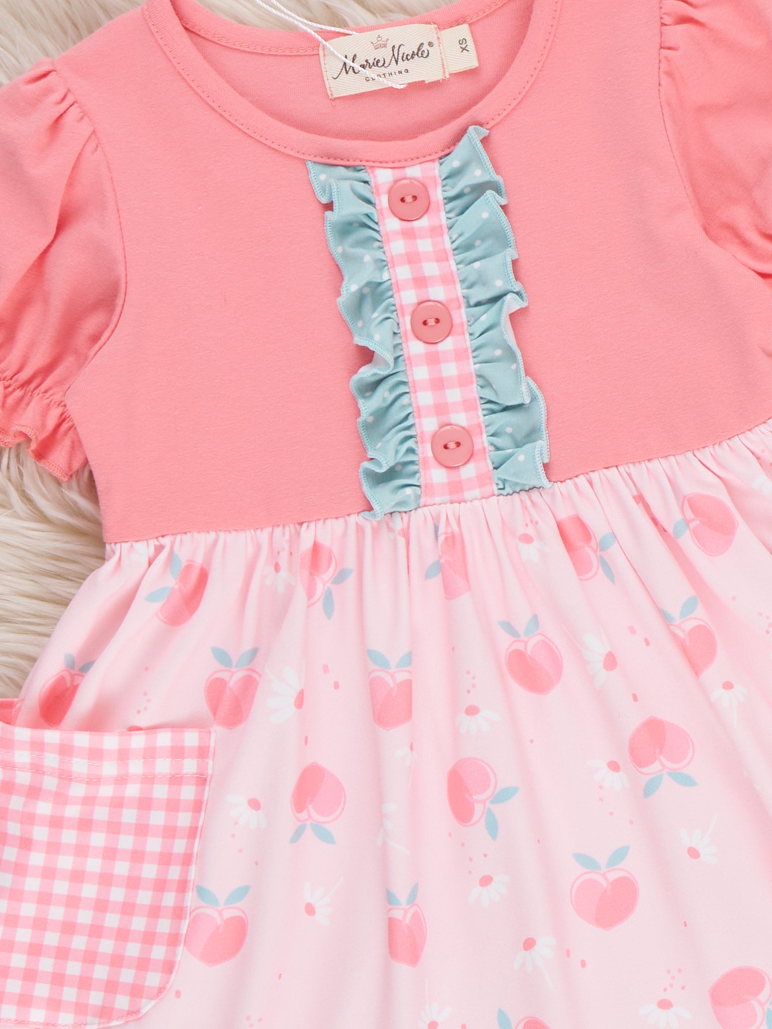 Peachy Dreams Ruffle Dress - Marie Nicole Clothing