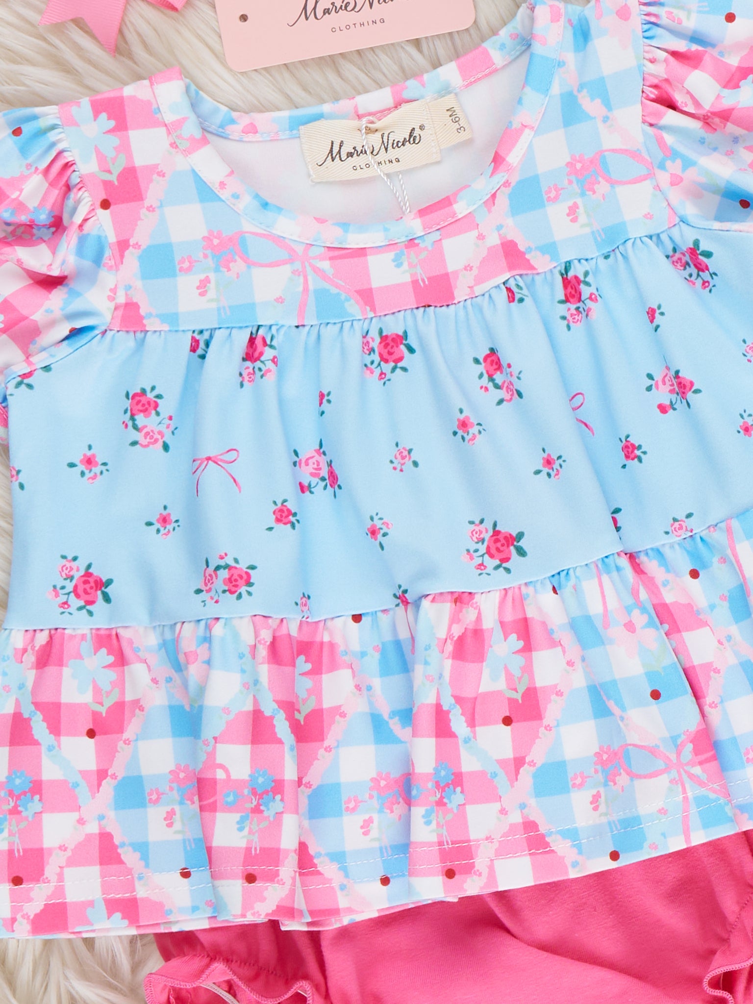 Angel Bloom Floral Plaid Bloomers Outfit - Marie Nicole Clothing