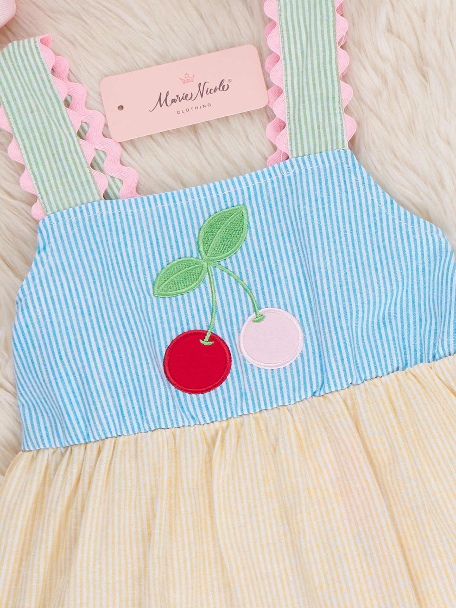 Summer Cherry Fun Embroidered 100% Cotton Ruffle Outfit - Marie Nicole Clothing