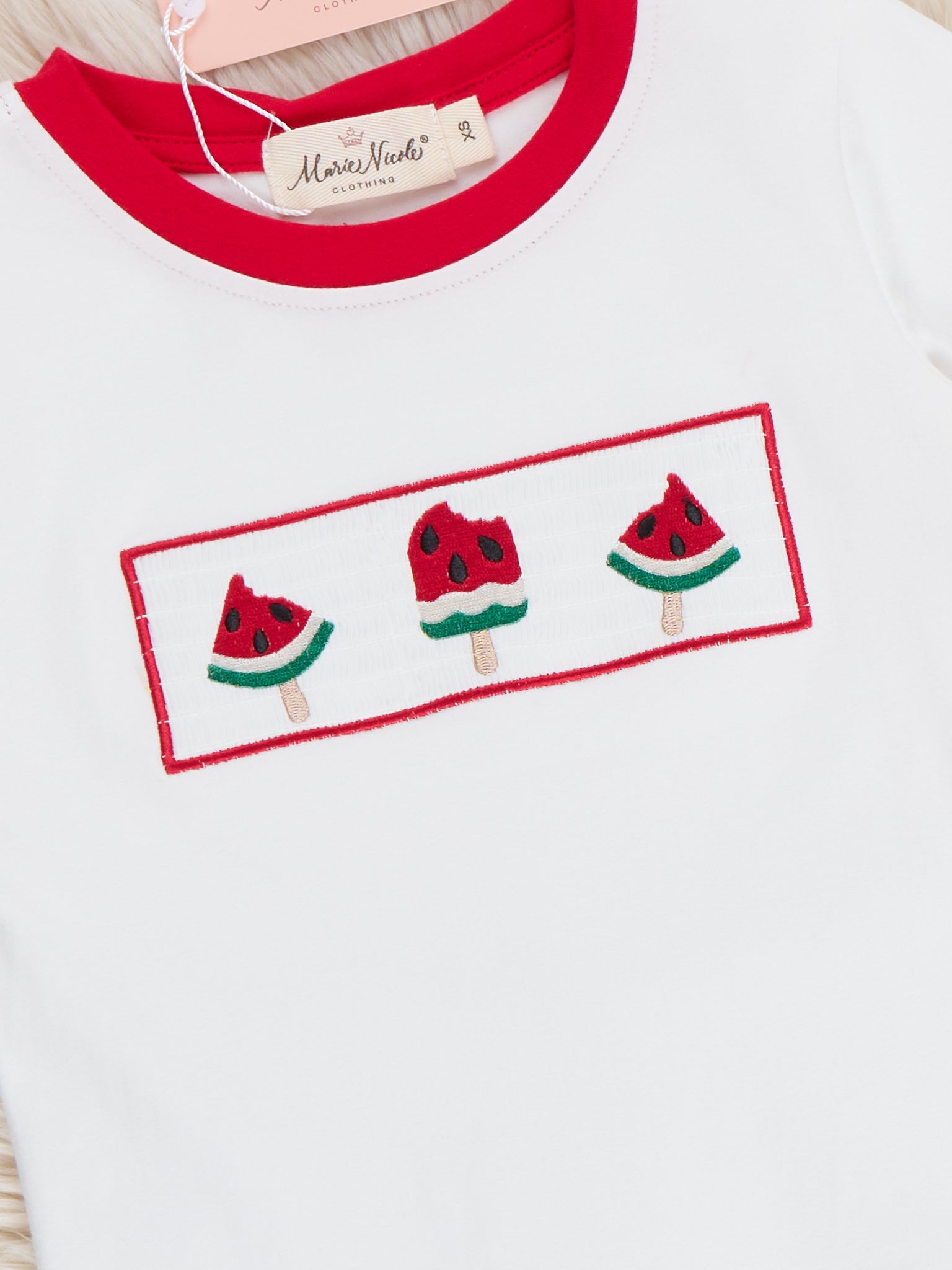 Watermelon Fun Embroidered 100% Cotton Outfit - Marie Nicole Clothing