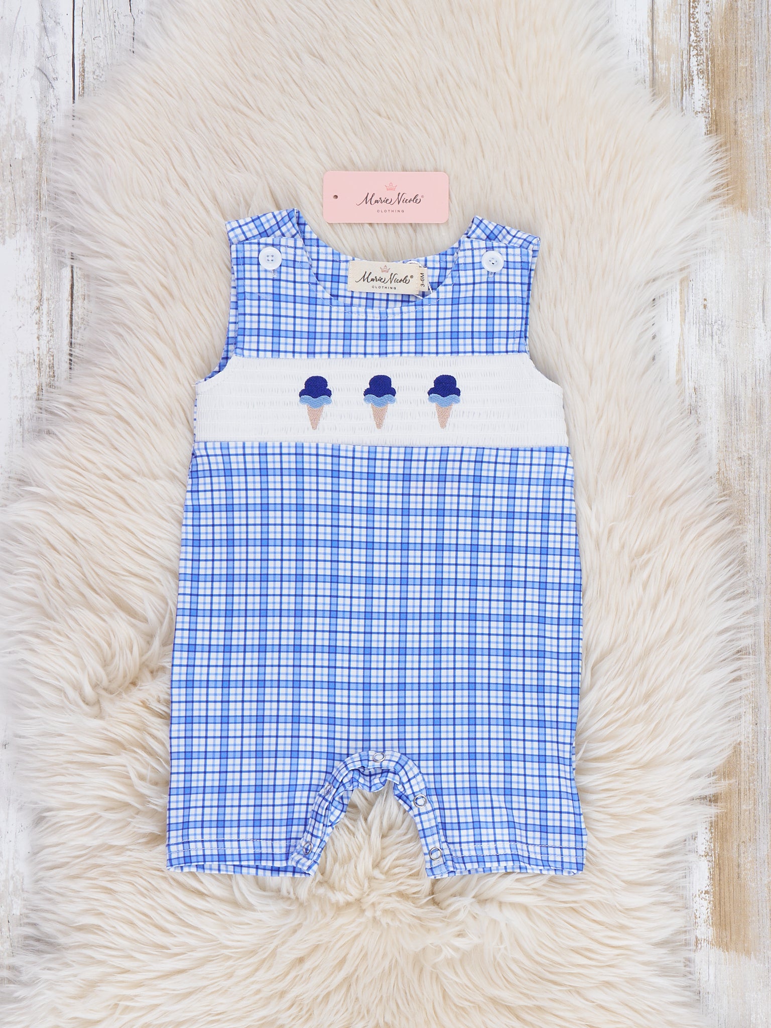 Ice Cream & Independence Smocked Johnny - Marie Nicole Clothing