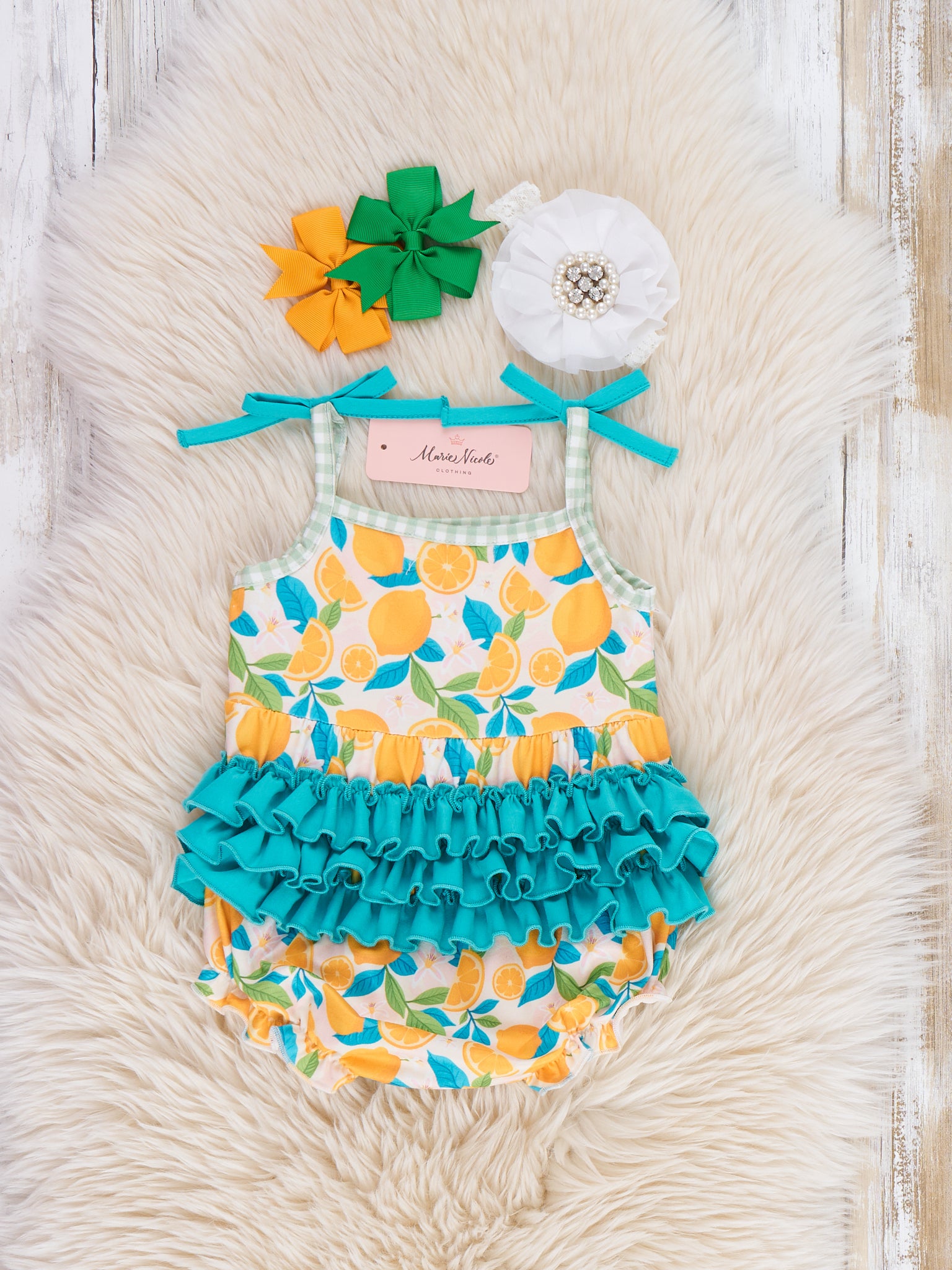 Sweet as Lemon Pie Ruffle Bubble Romper - Marie Nicole Clothing