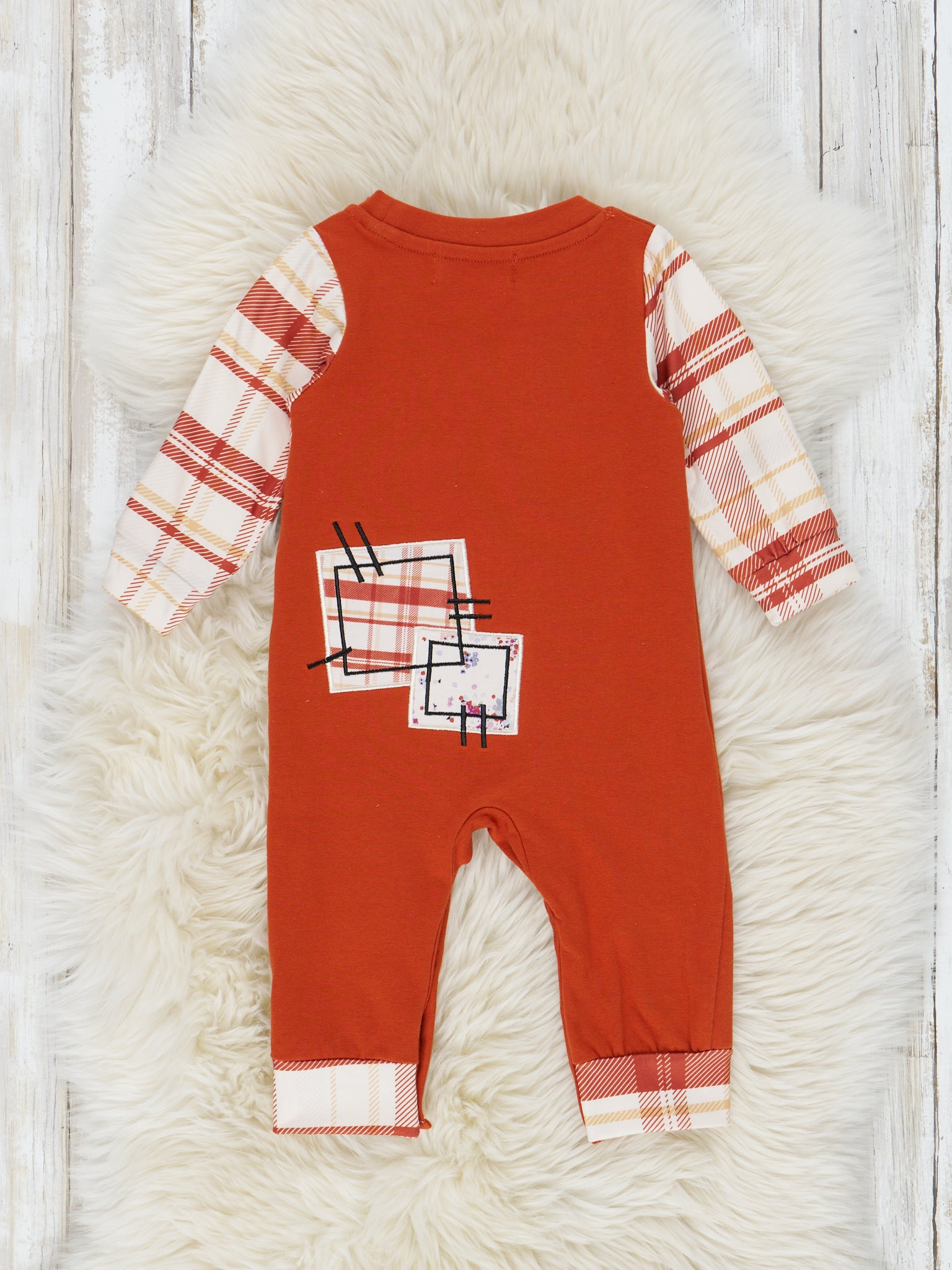 Cinnamon Scarecrow Embroidered Romper - Marie Nicole Clothing