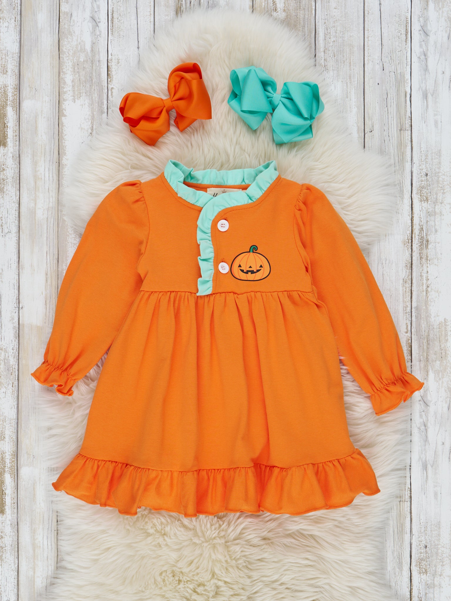 Pumpkin Patch Friends Ruffle Dress - Marie Nicole Clothing
