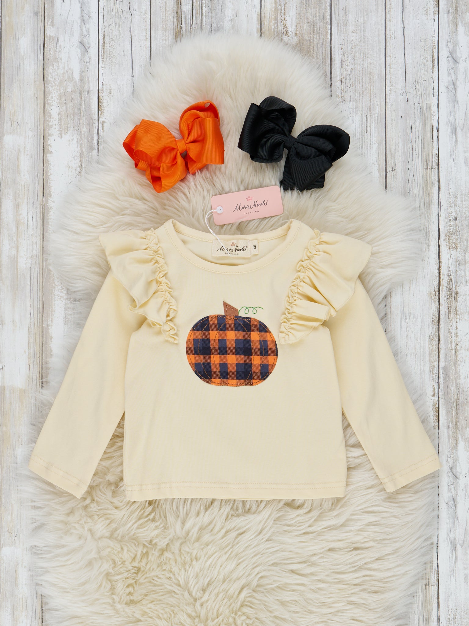 Orange & Black Plaid Overall Skirt Set - Marie Nicole Clothing