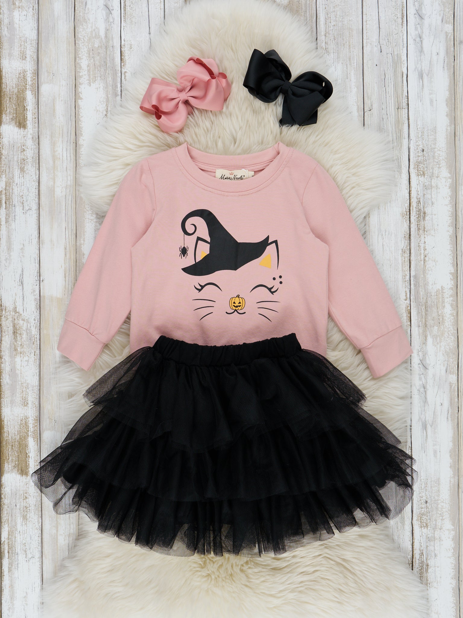 Pink & Black Cat Tulle Outfit - Marie Nicole Clothing