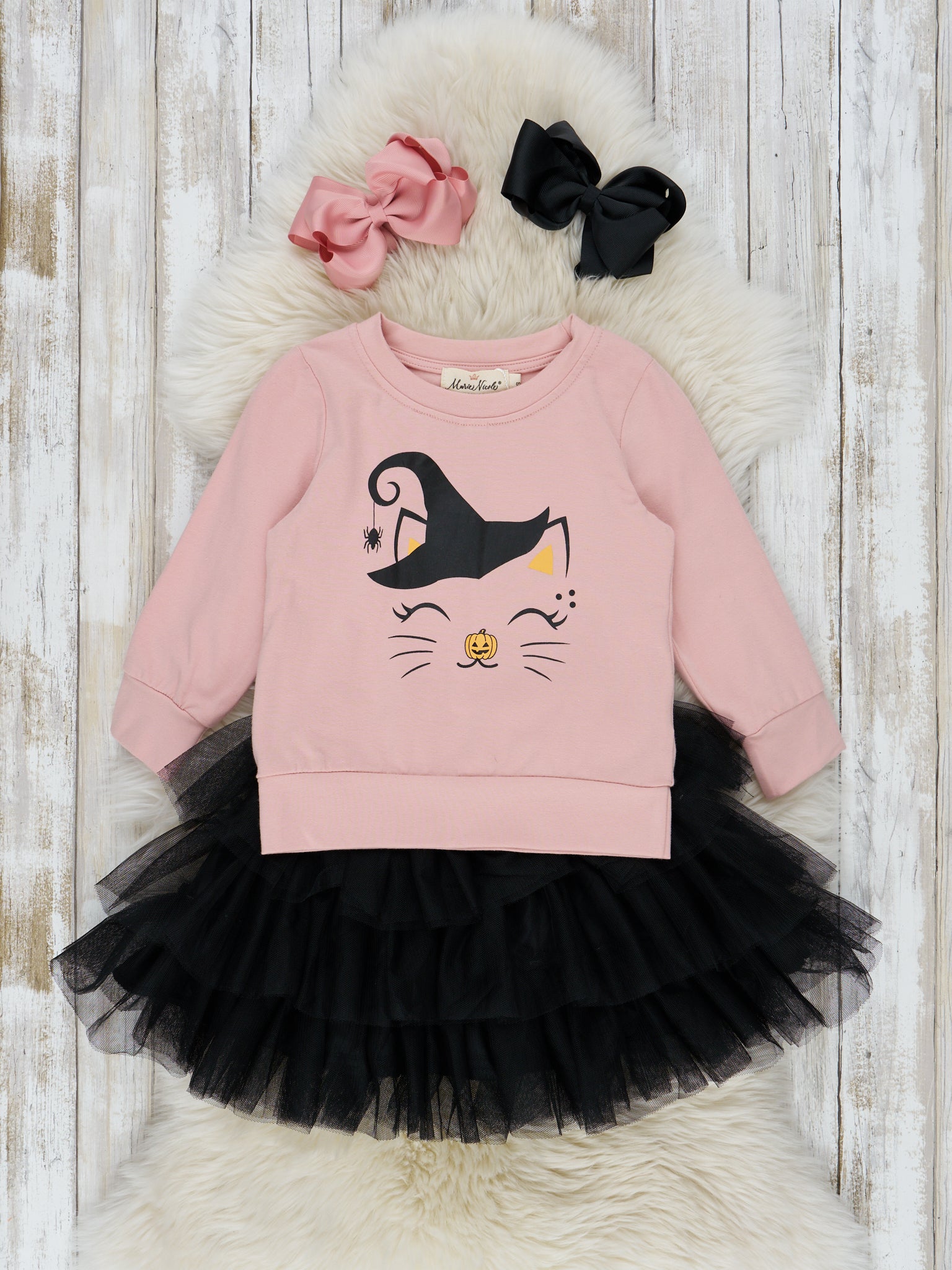 Pink & Black Cat Tulle Outfit - Marie Nicole Clothing