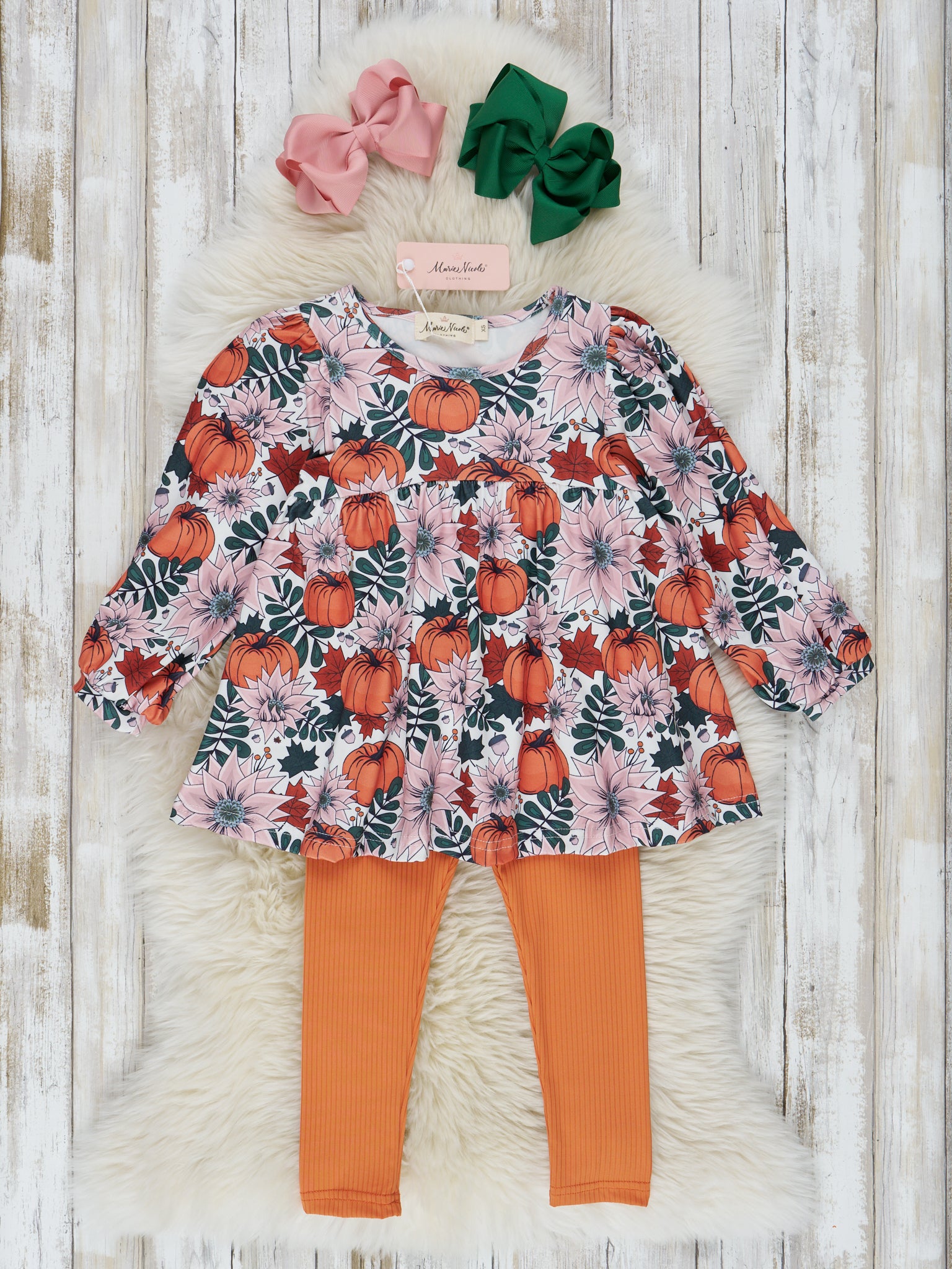 Pink & Green Pumpkin Tunic Outfit - Marie Nicole Clothing