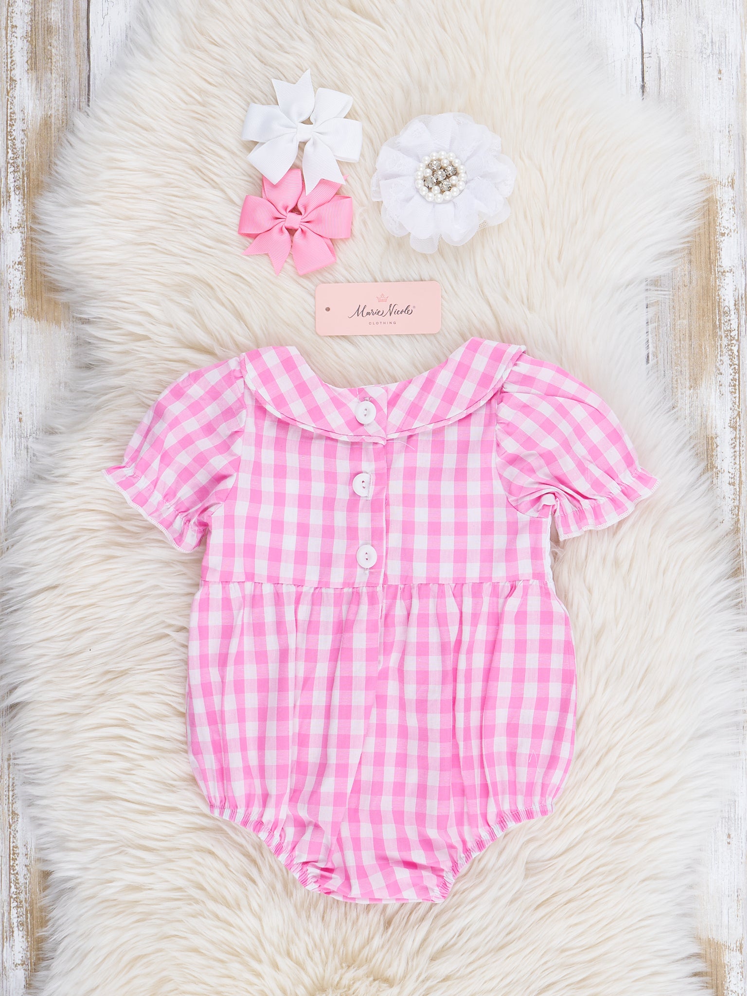 Pink Birthday Girl Smocked Bubble Romper - Marie Nicole Clothing