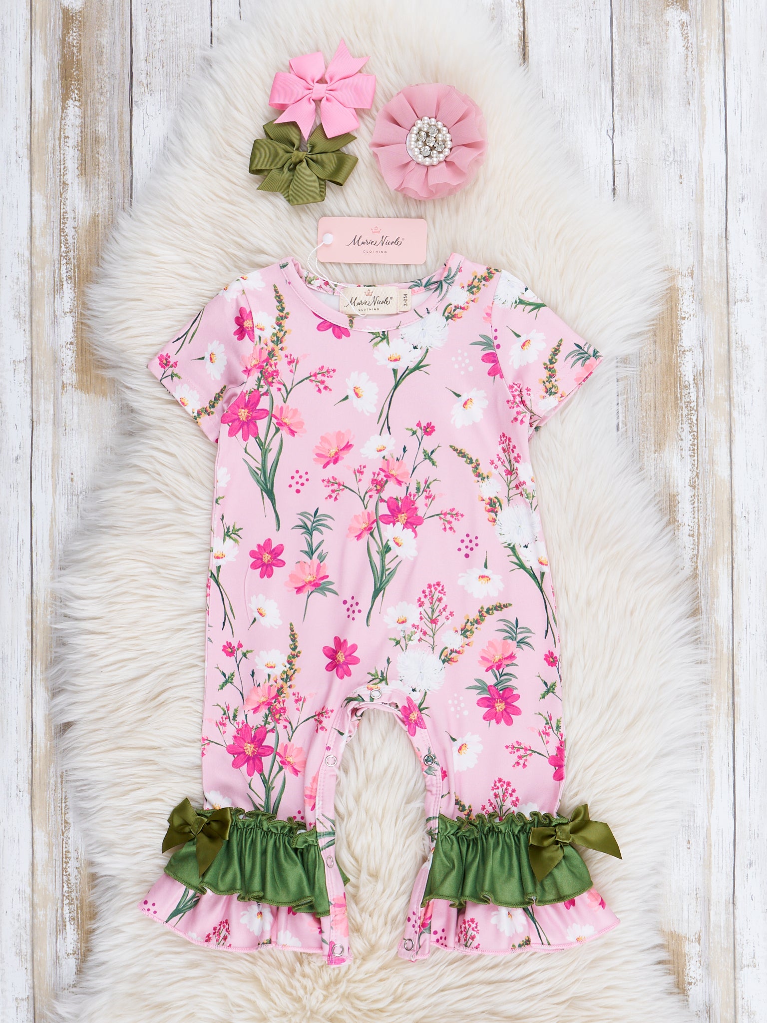 Cherry Blossoms Ruffle Romper - Marie Nicole Clothing