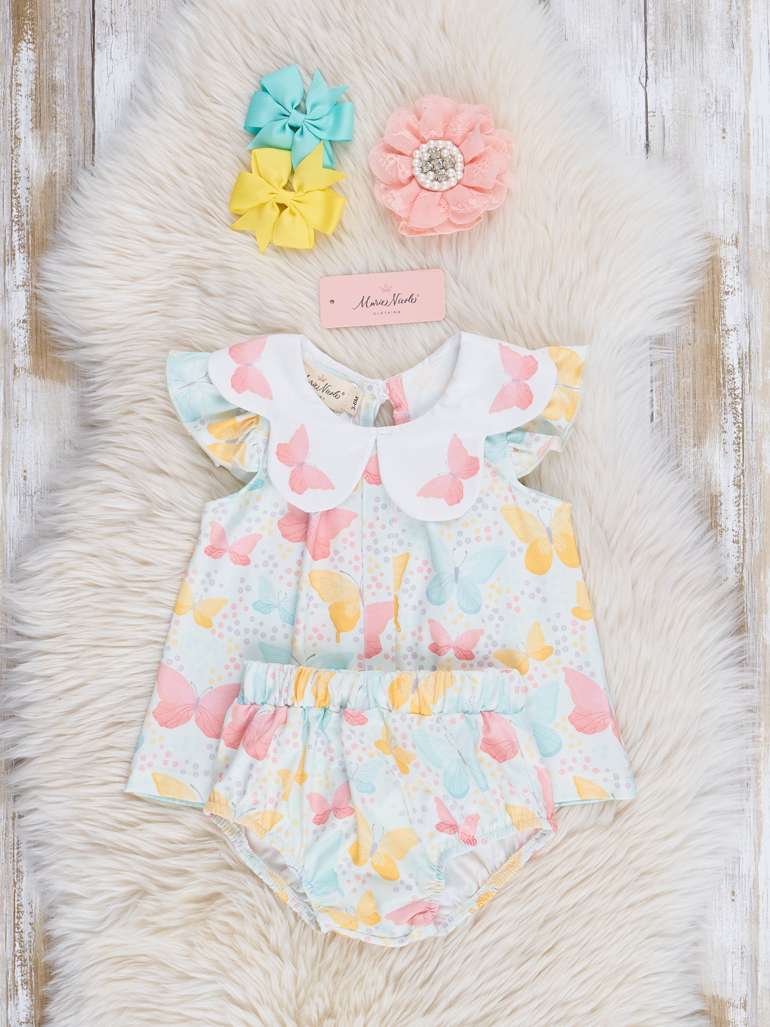 Pastel Butterflies Bloomers Outfit - Marie Nicole Clothing