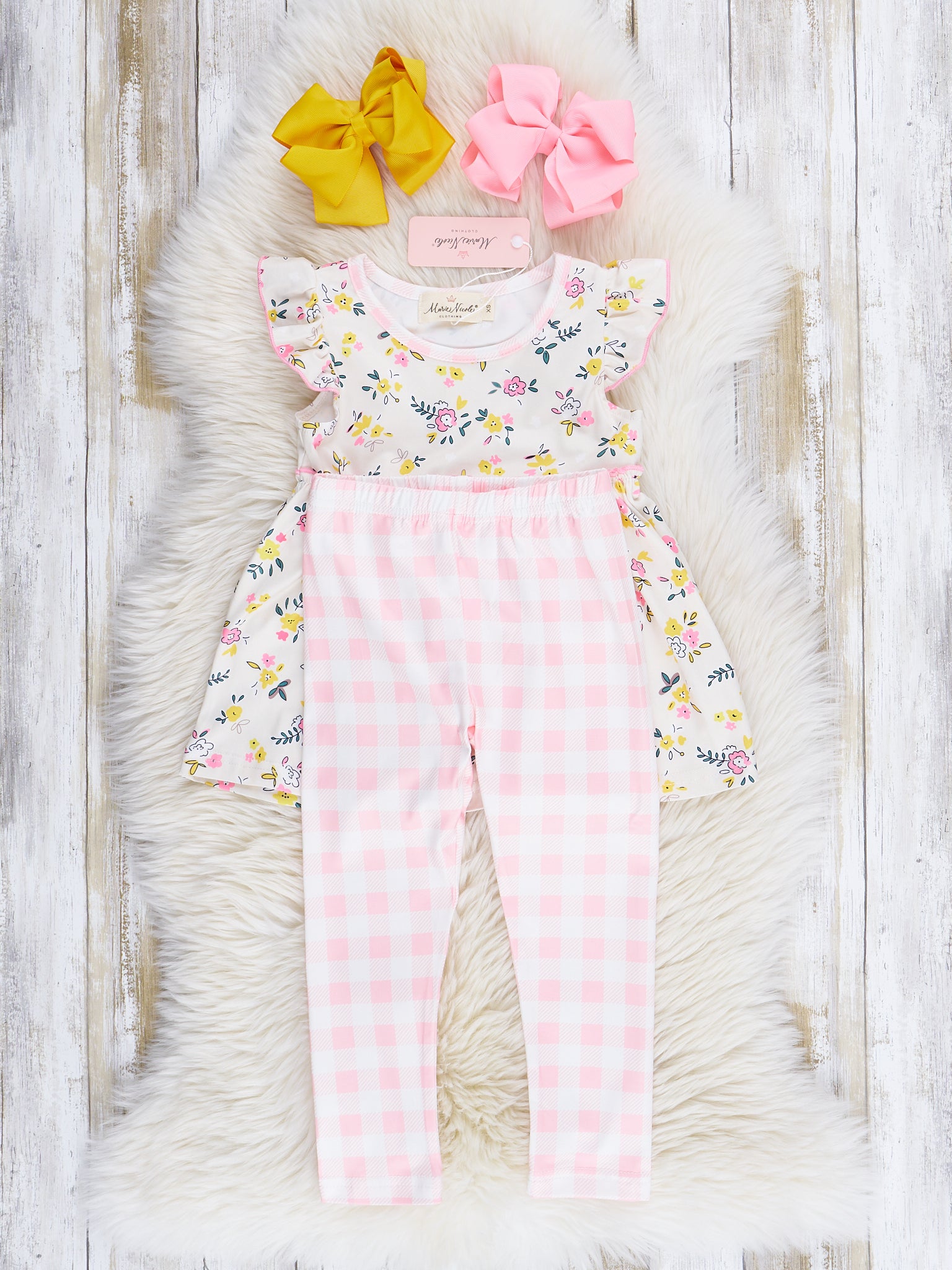 Soft Pink & Yellow Prairie Blooms Outfit - Marie Nicole Clothing