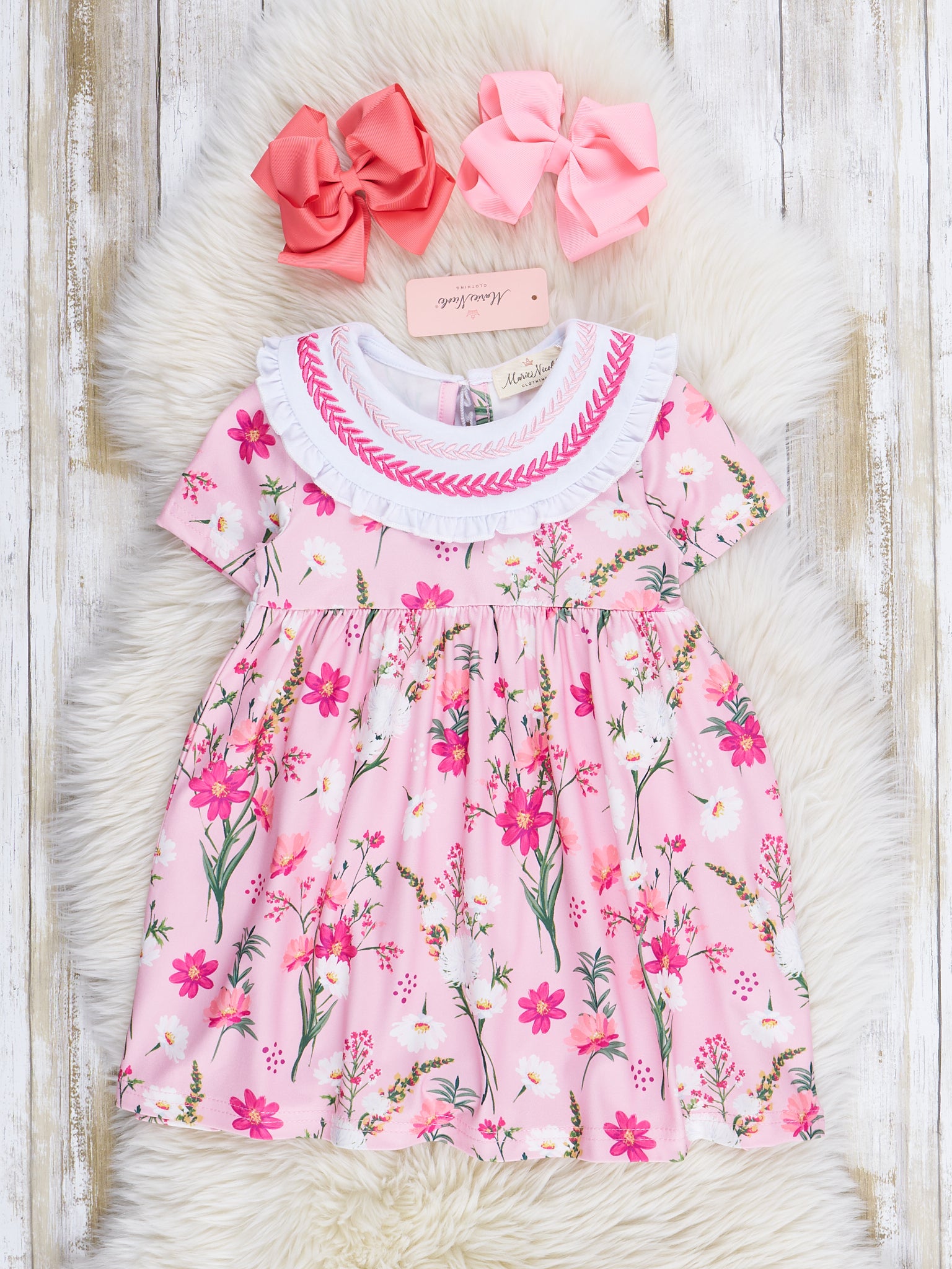 Cherry Blossoms Ruffle Dress - Marie Nicole Clothing
