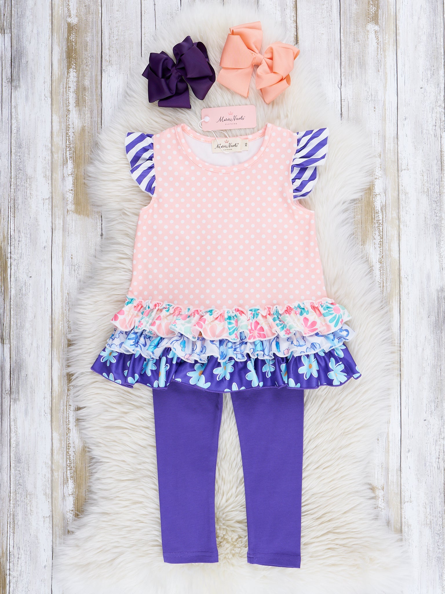 Indigo & Peach Print Outfit - Marie Nicole Clothing