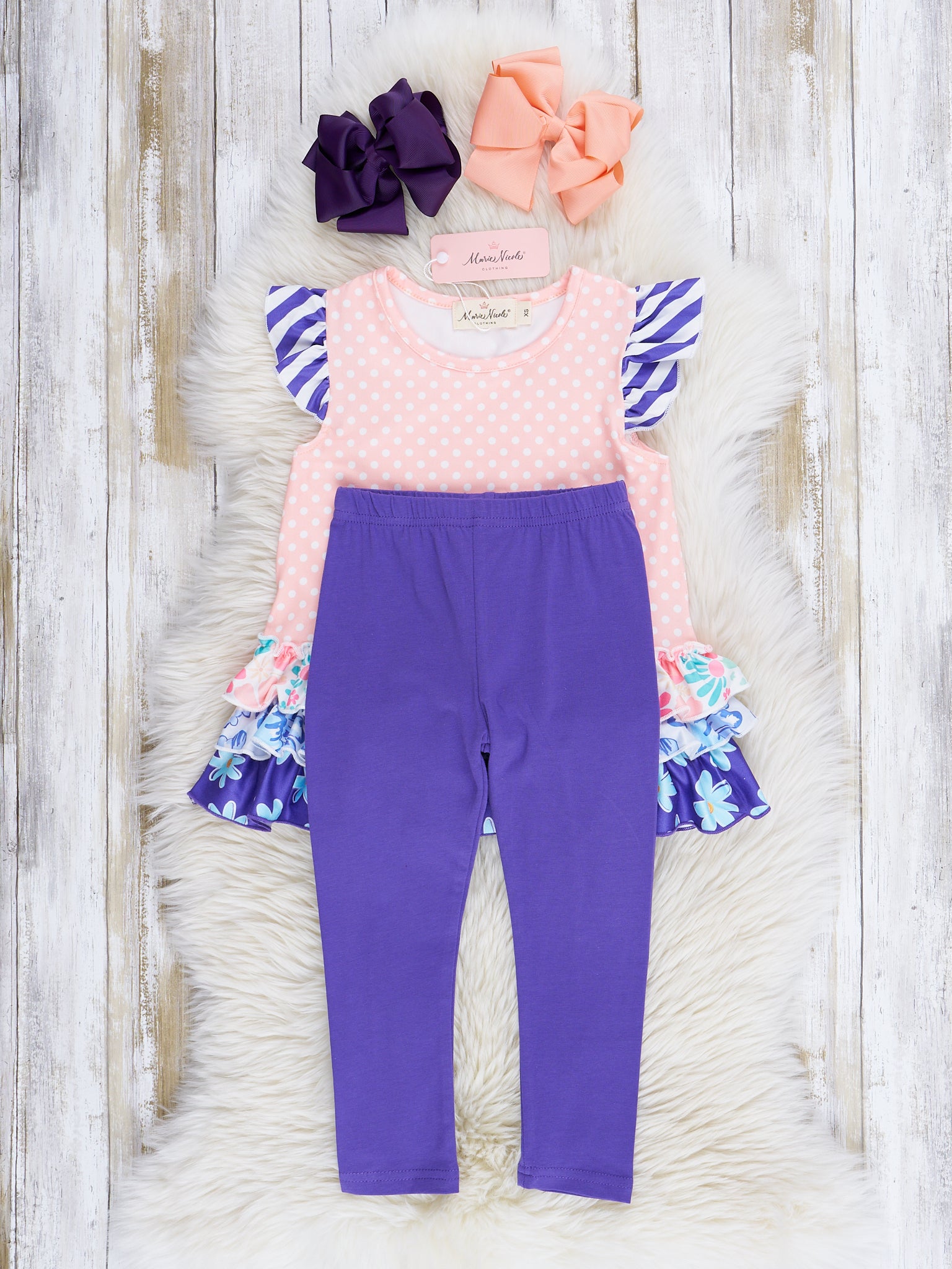 Indigo & Peach Print Outfit - Marie Nicole Clothing