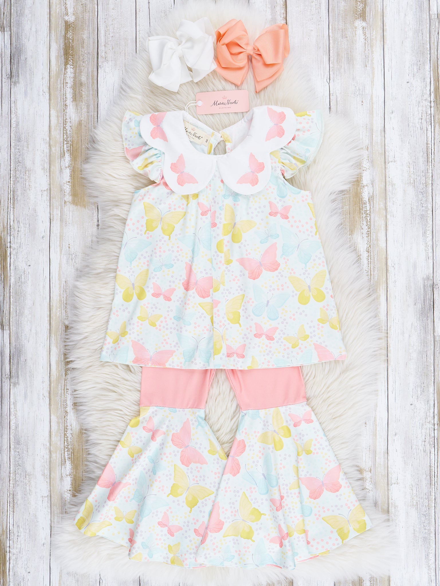 Pastel Butterflies Bell Bottoms Outfit - Marie Nicole Clothing