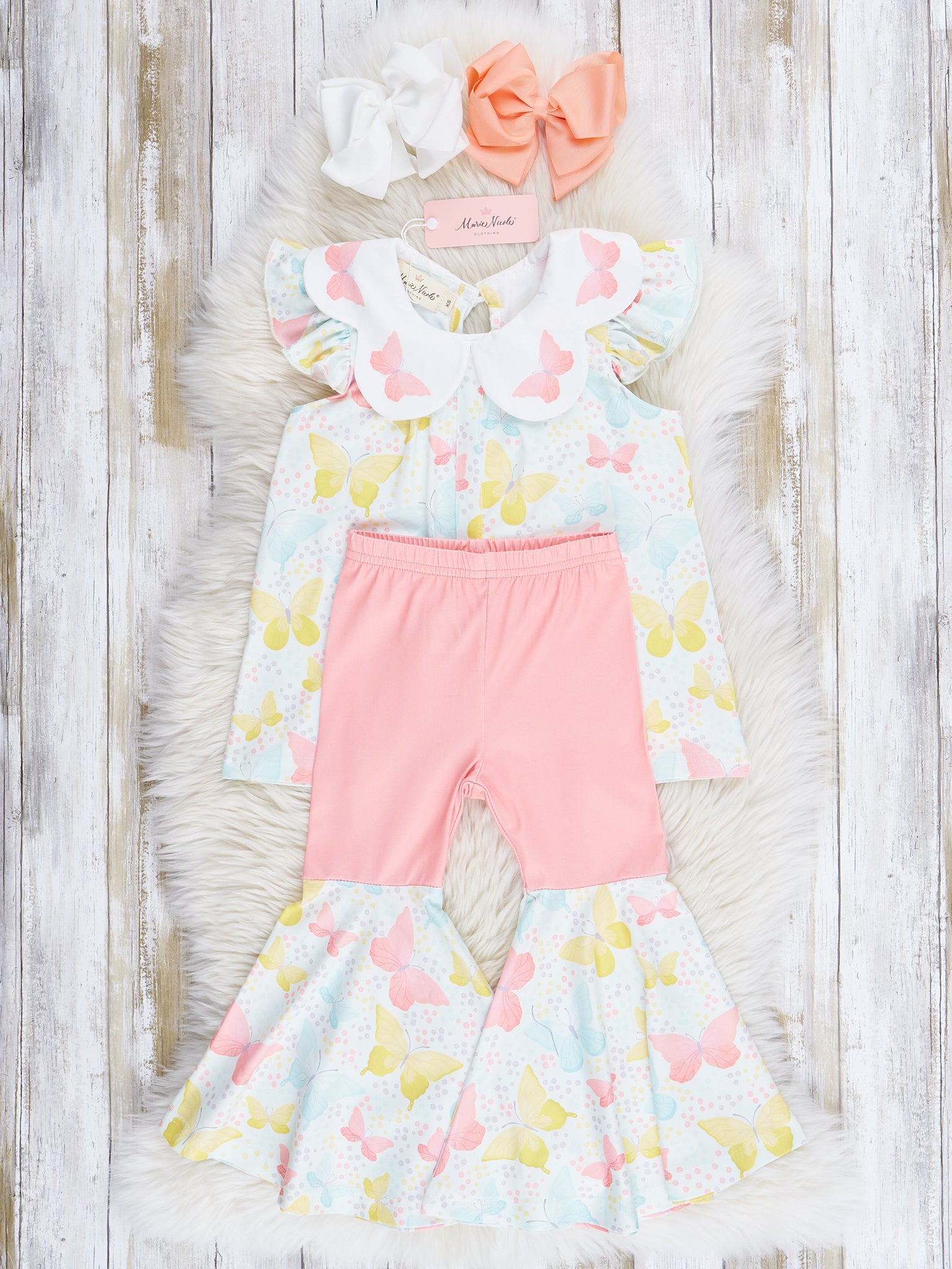 Pastel Butterflies Bell Bottoms Outfit - Marie Nicole Clothing