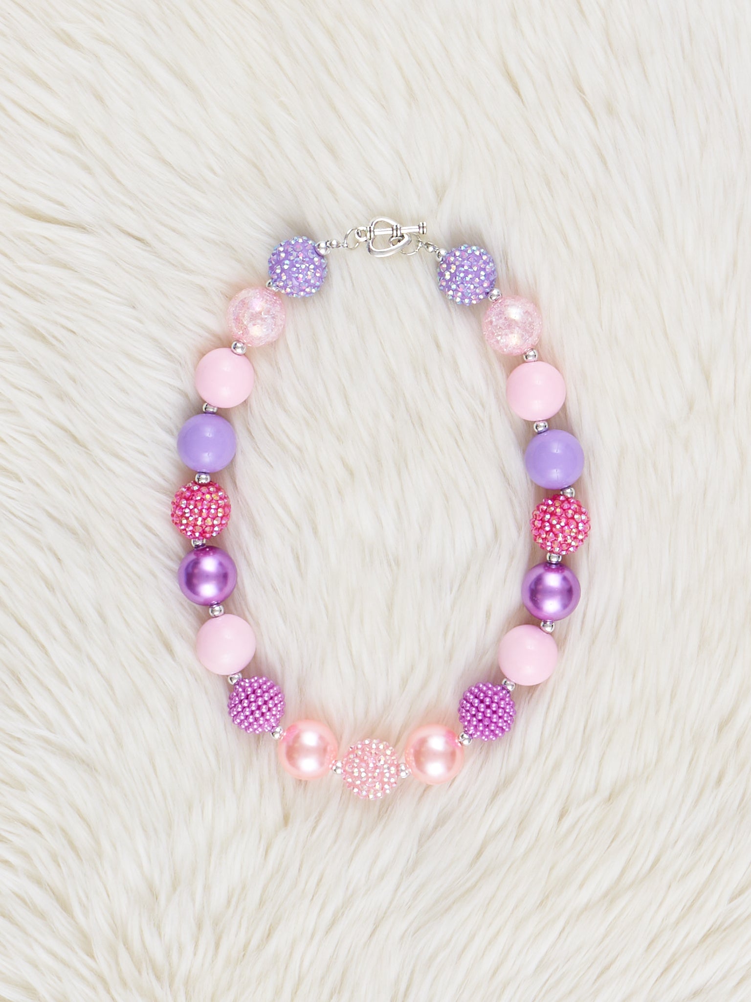 Pink & Purple Sparkle Bubblegum Necklace - Marie Nicole Clothing