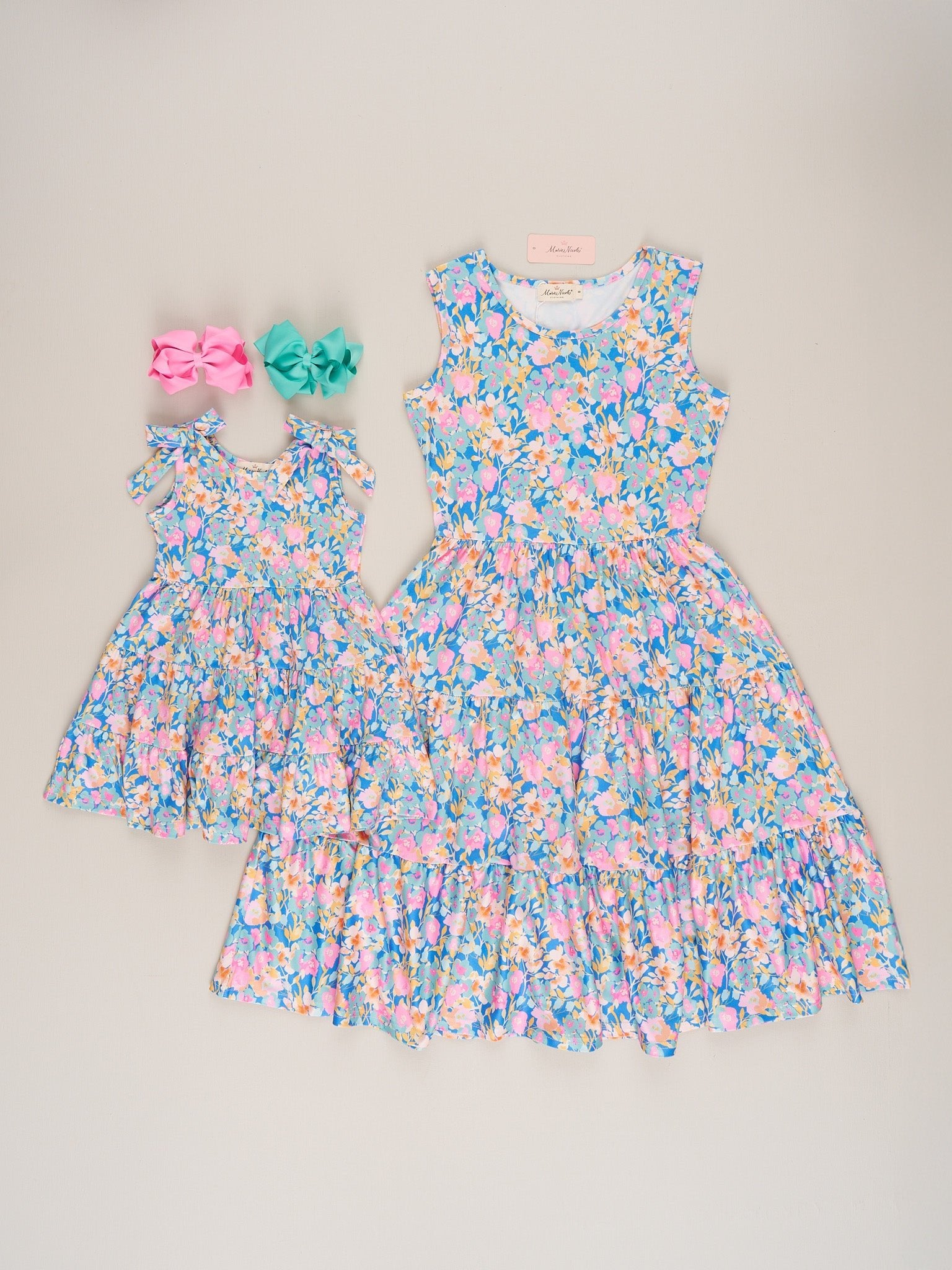 Blossom Breeze Ruffle Bow Dress - Marie Nicole Clothing