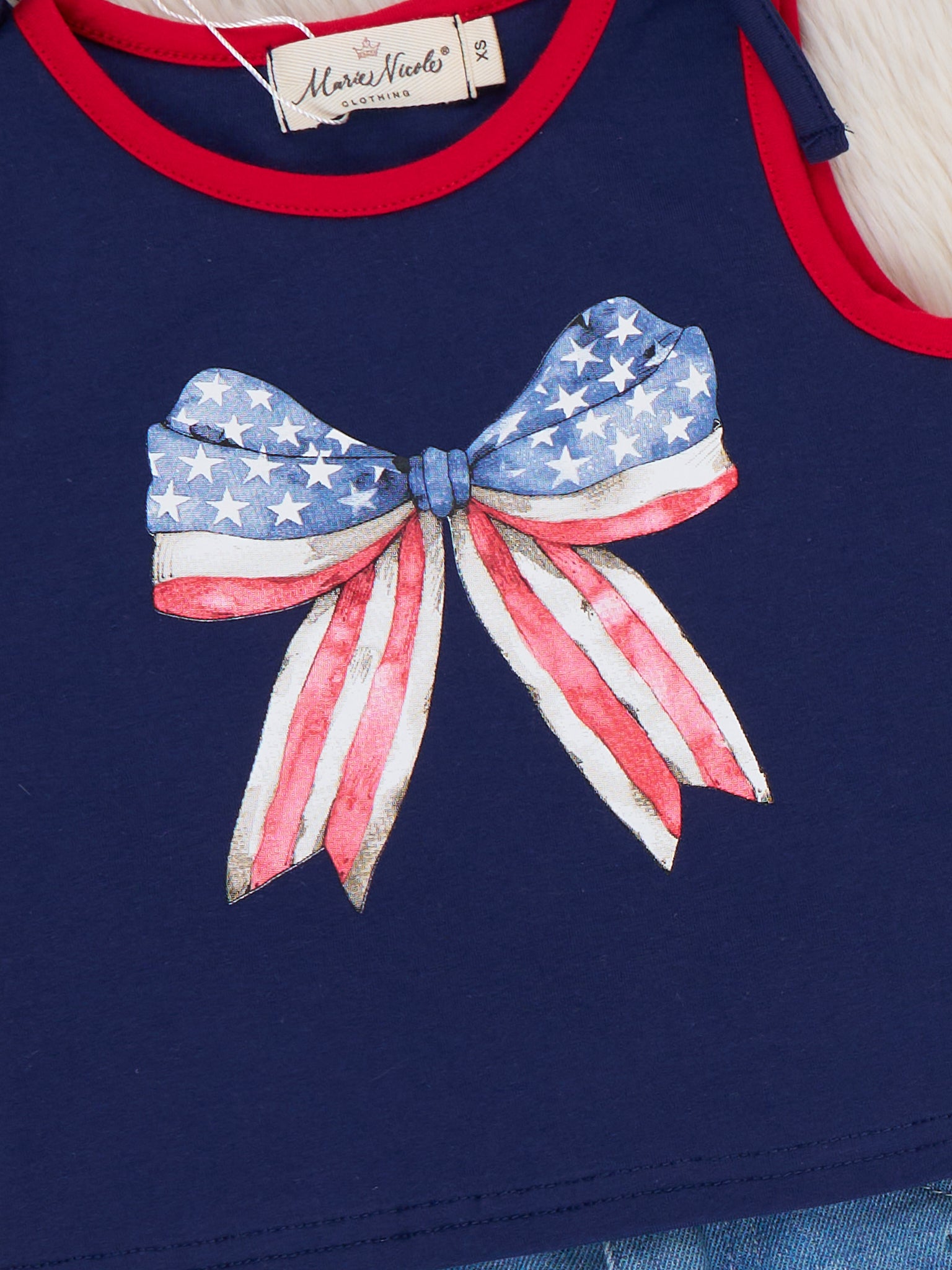 Bow Stars Denim Shorts Outfit - Marie Nicole Clothing