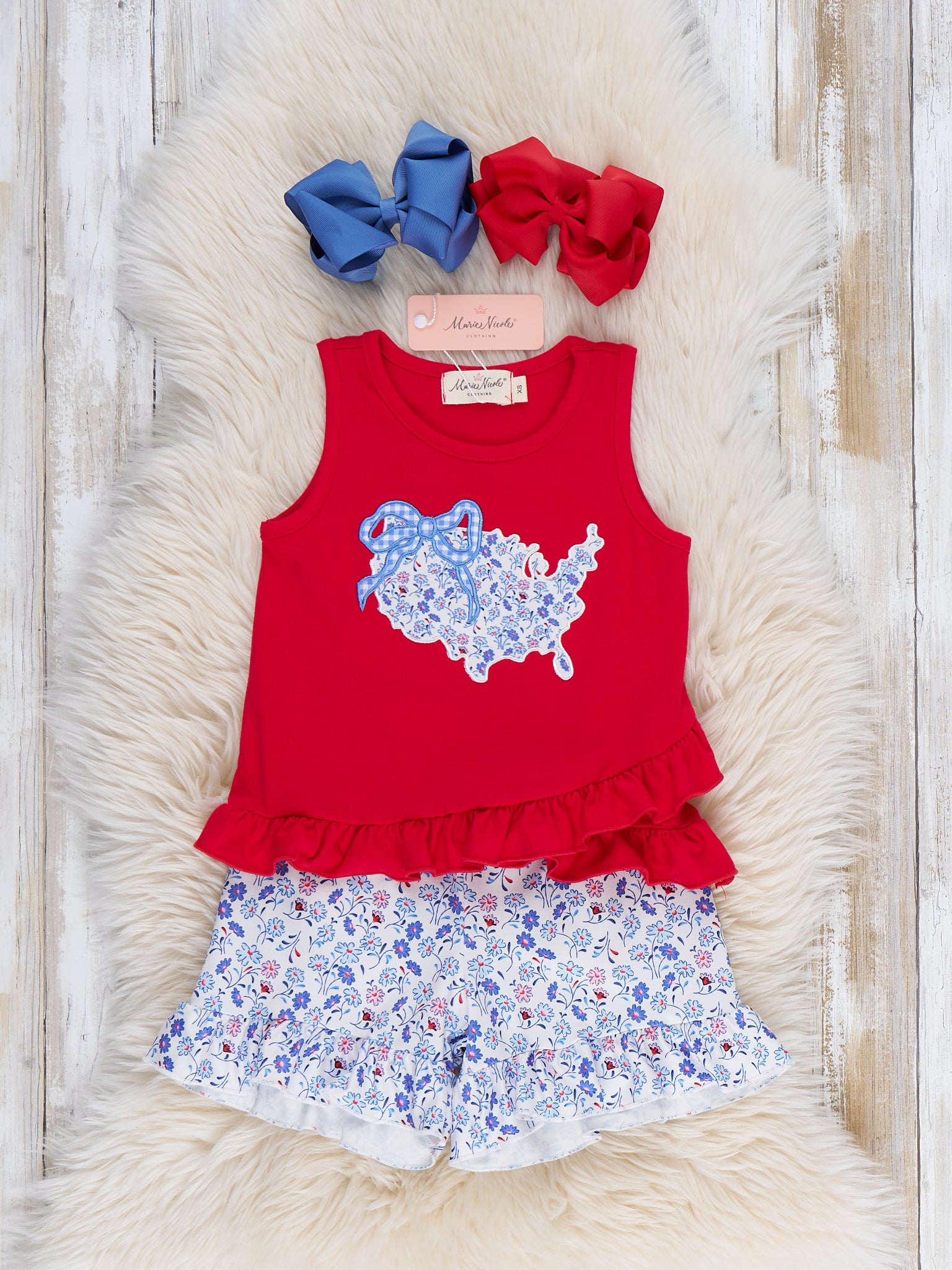 Sweet Land Floral Embroidered Ruffle Outfit - Marie Nicole Clothing