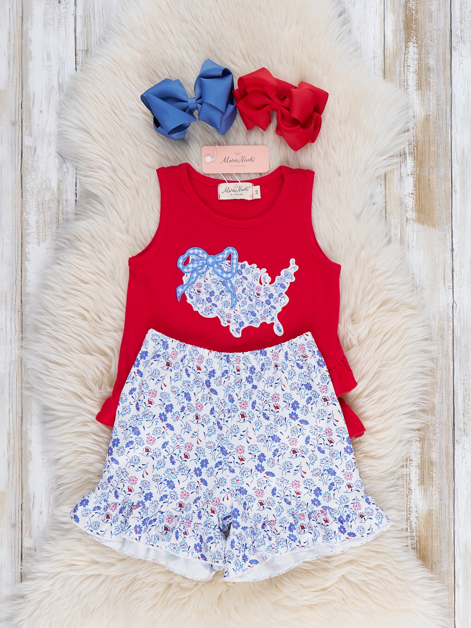 Sweet Land Floral Embroidered Ruffle Outfit - Marie Nicole Clothing