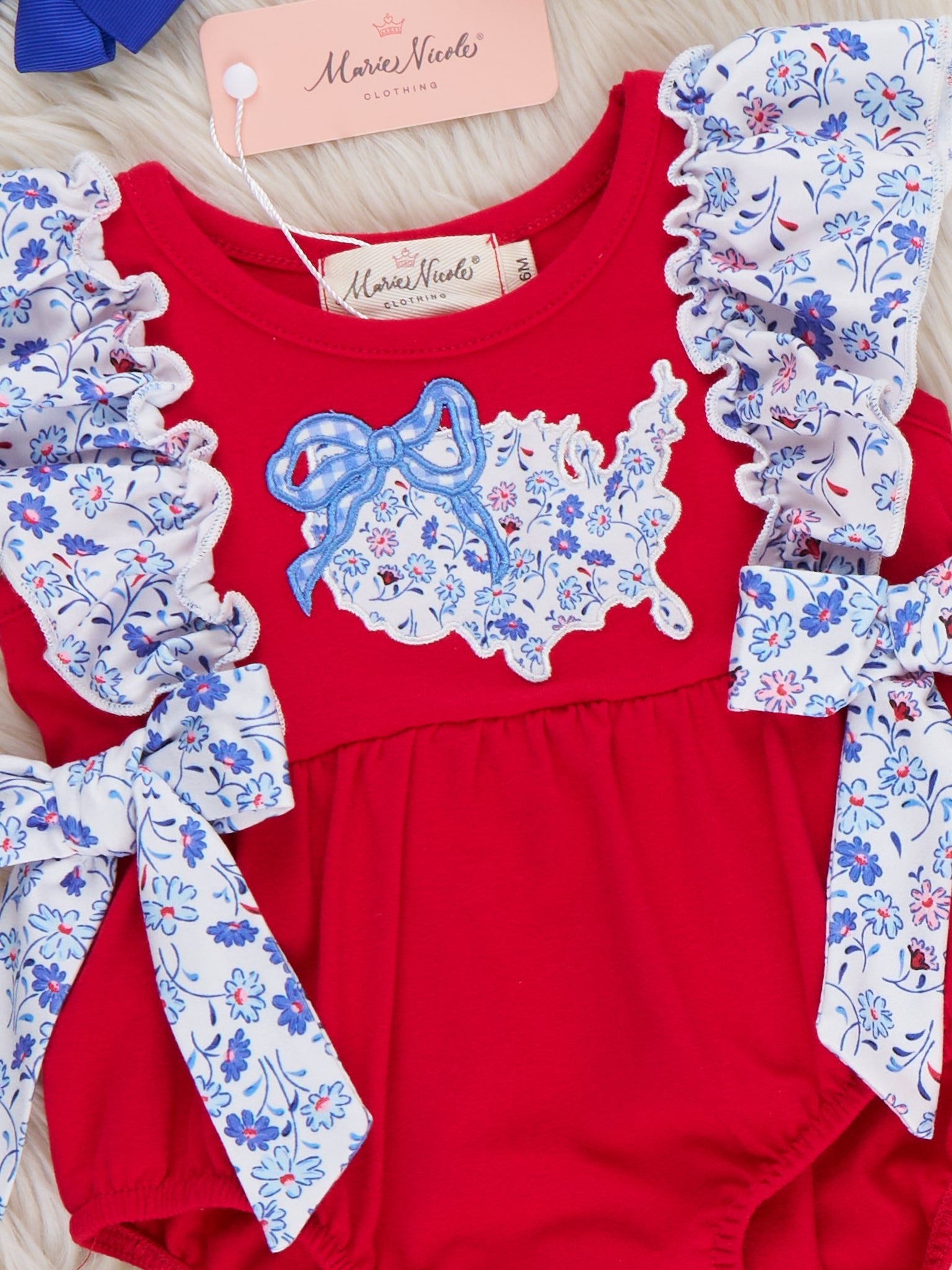 Sweet Land Floral Embroidered Cotton Ruffle Bubble Romper - Marie Nicole Clothing