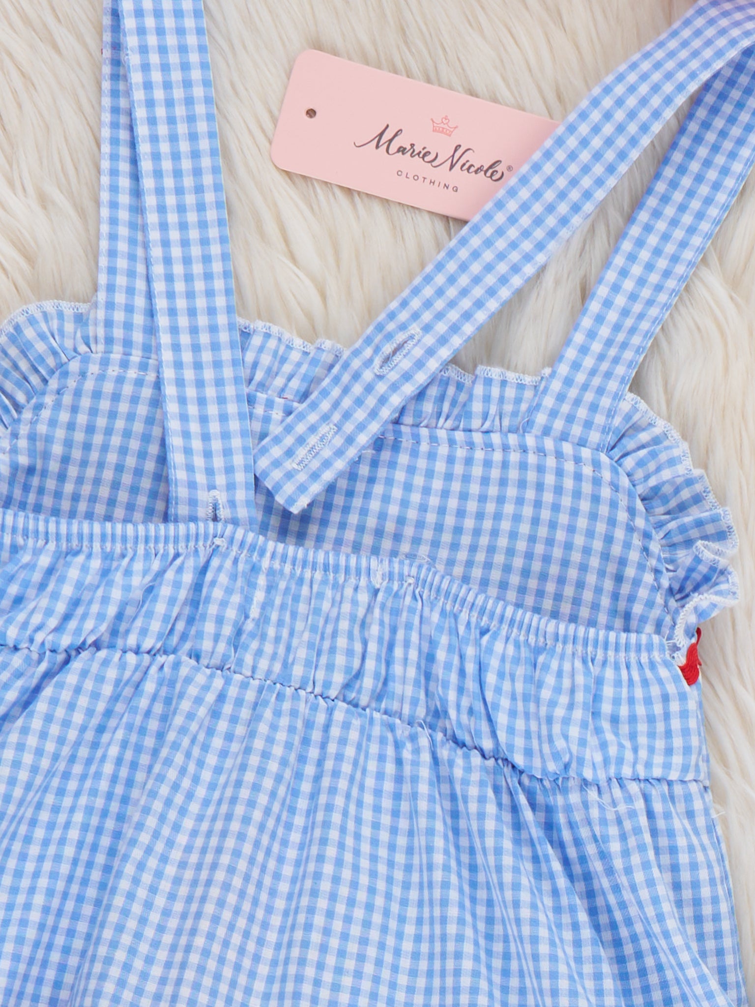 Patriotic Flag & Bows Embroidered 100% Cotton Tiered Dress - Marie Nicole Clothing