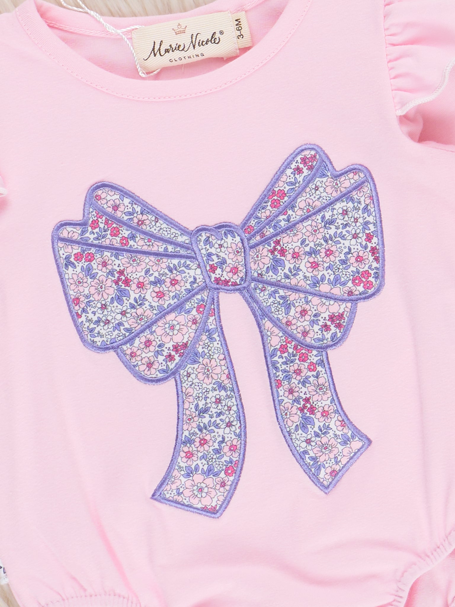 Delicate Flower Bow Ruffle Bubble Romper - Marie Nicole Clothing