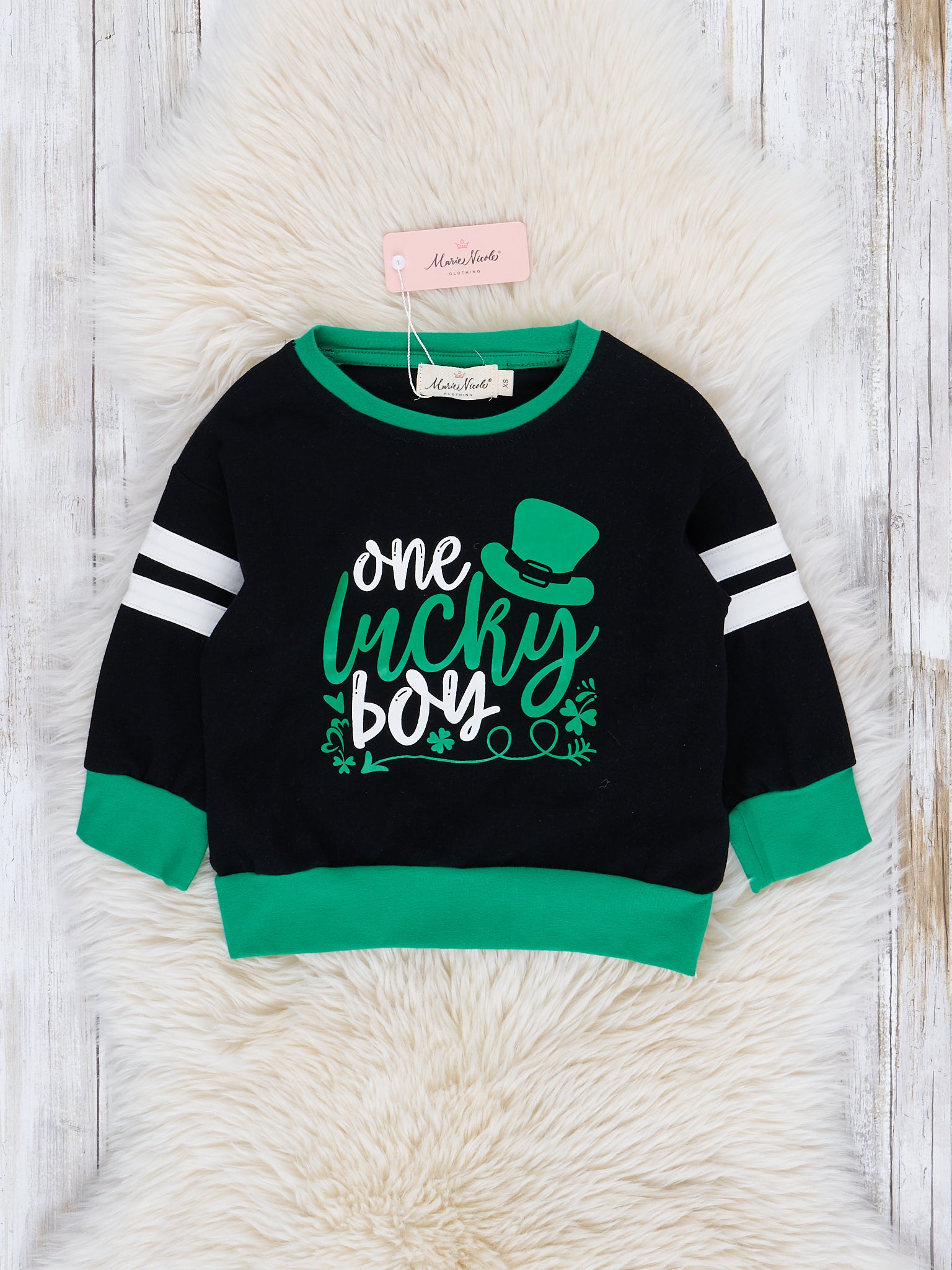 Black Lucky Boy Shirt - Marie Nicole Clothing