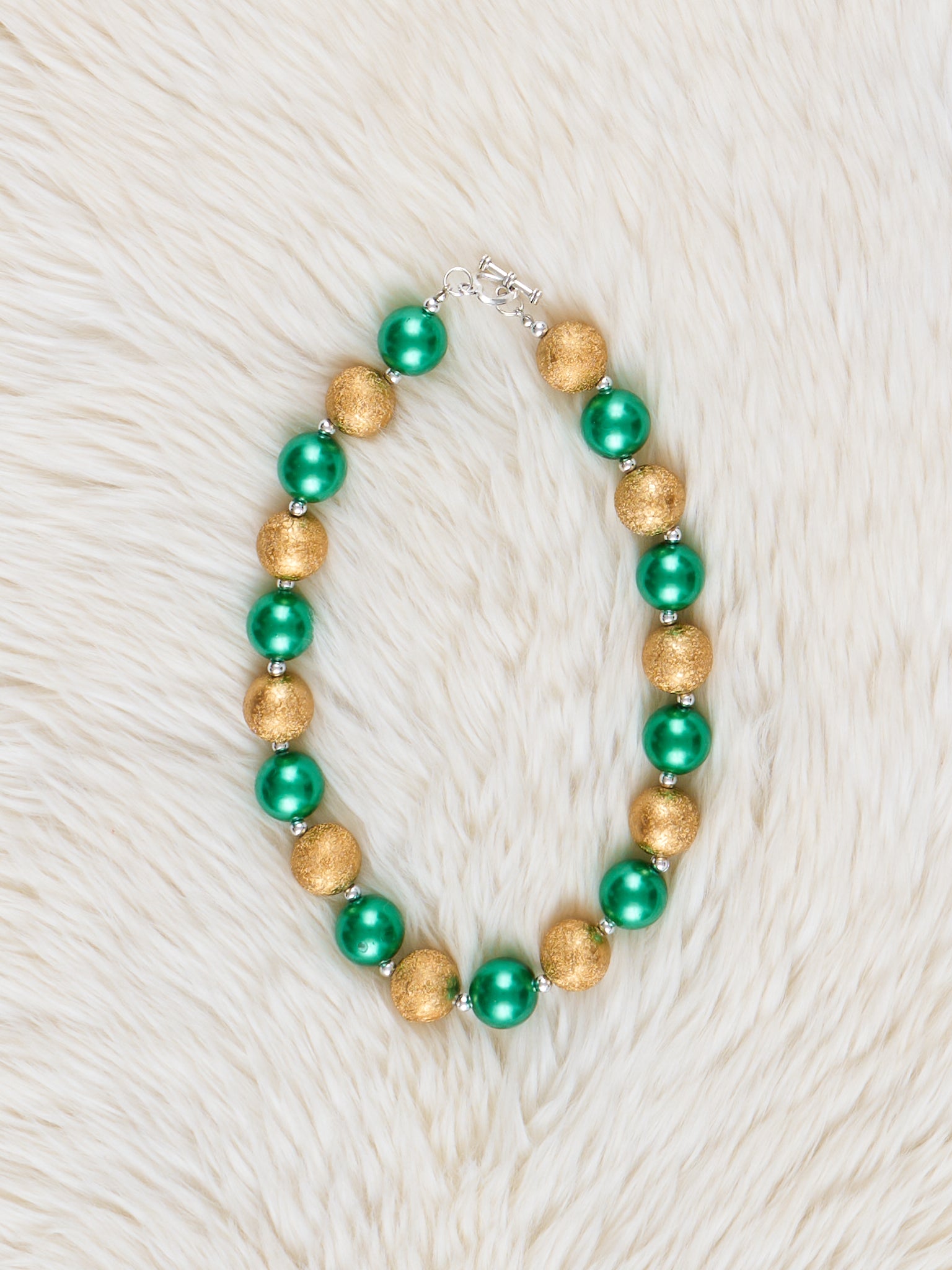 Green & Gold Bubblegum Necklace - Marie Nicole Clothing