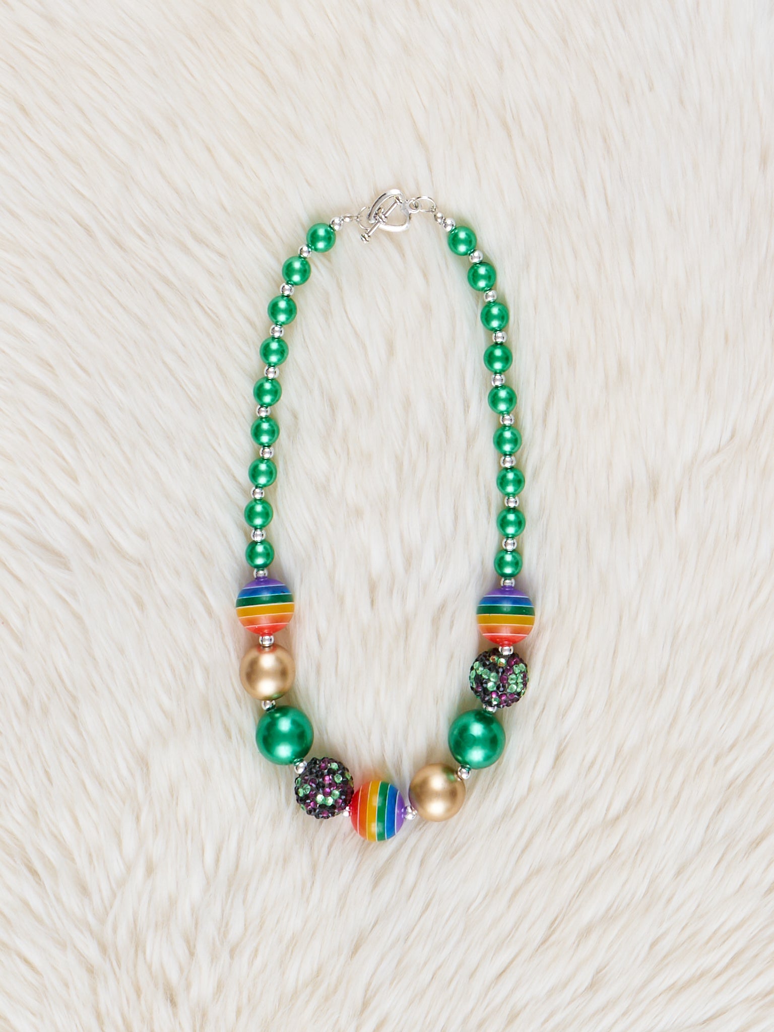Green & Rainbow Bubblegum Necklace - Marie Nicole Clothing