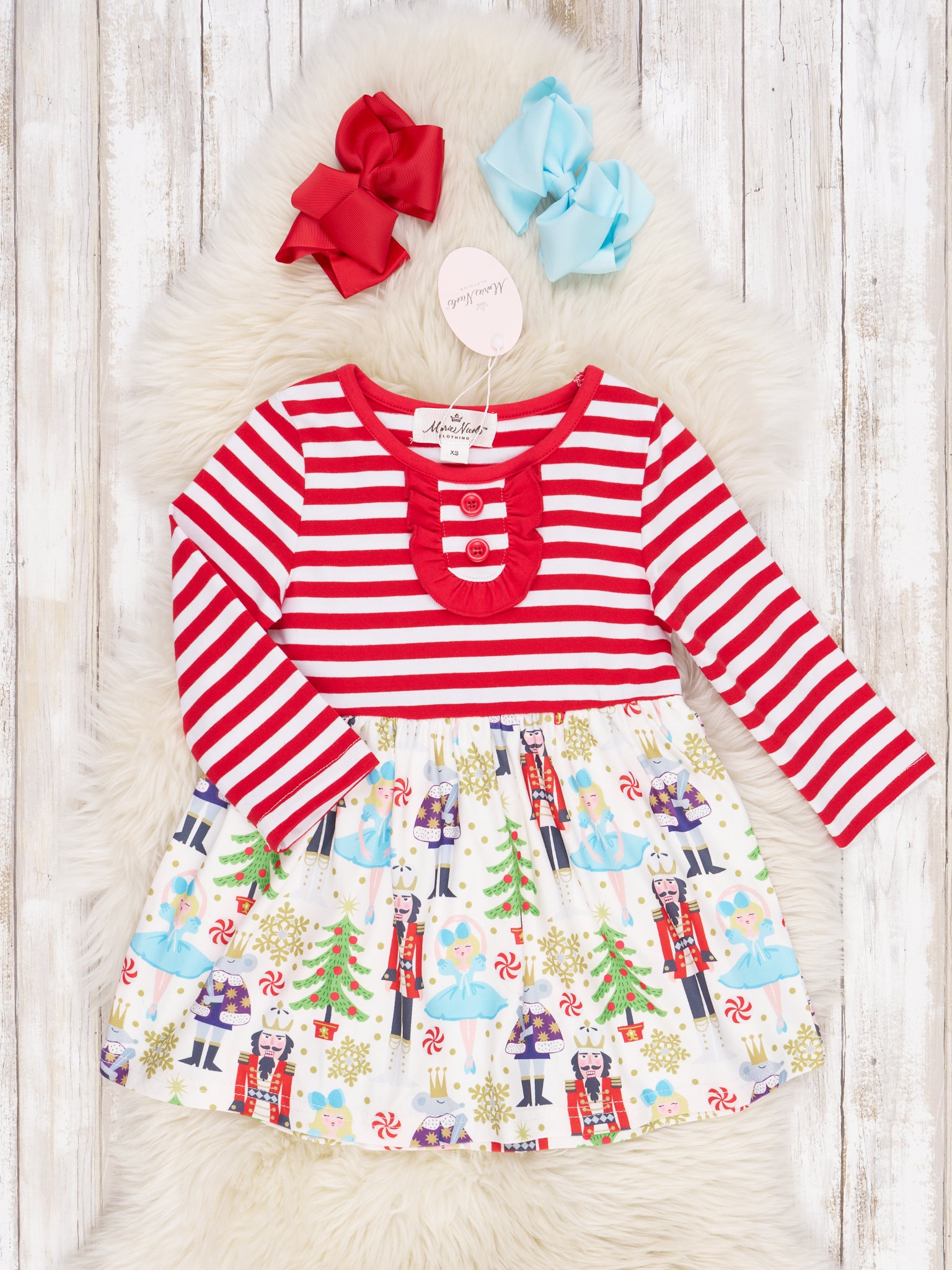 Red Striped Nutcracker Dress - Marie Nicole Clothing