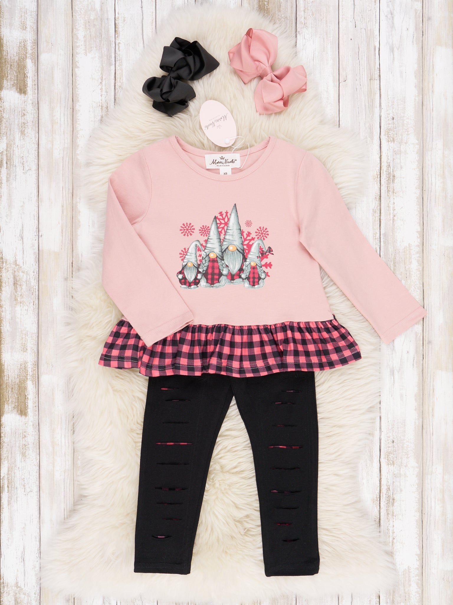 Pink Gnome Distressed Outfit - Marie Nicole Clothing