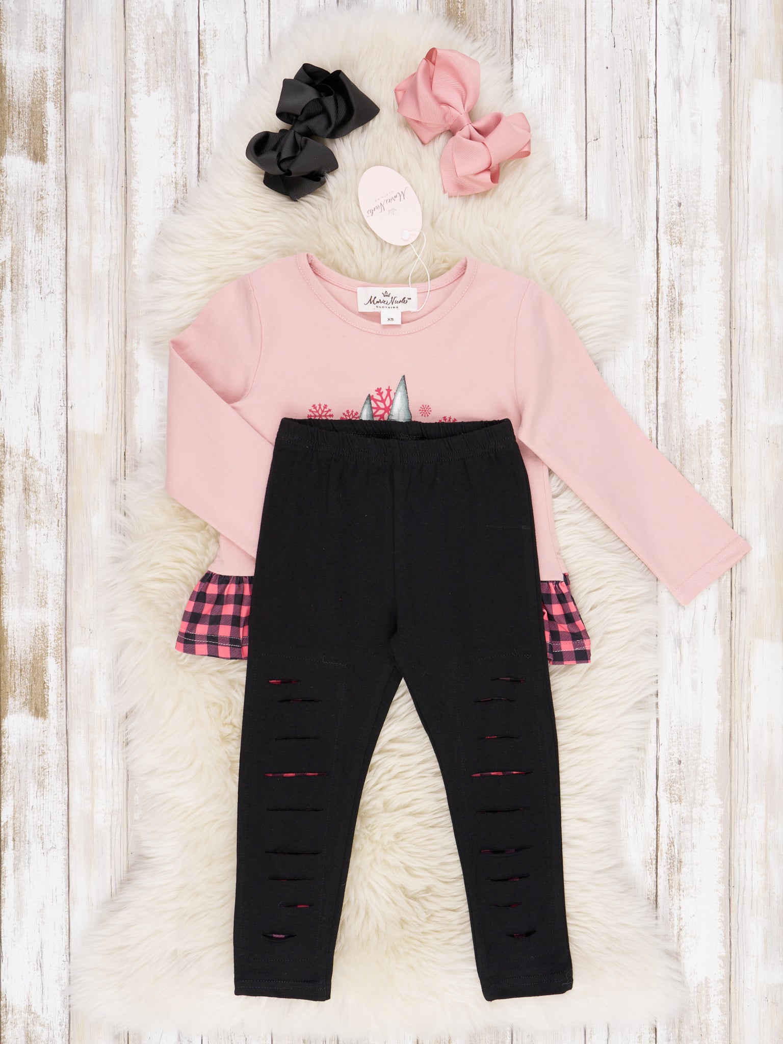 Pink Gnome Distressed Outfit - Marie Nicole Clothing